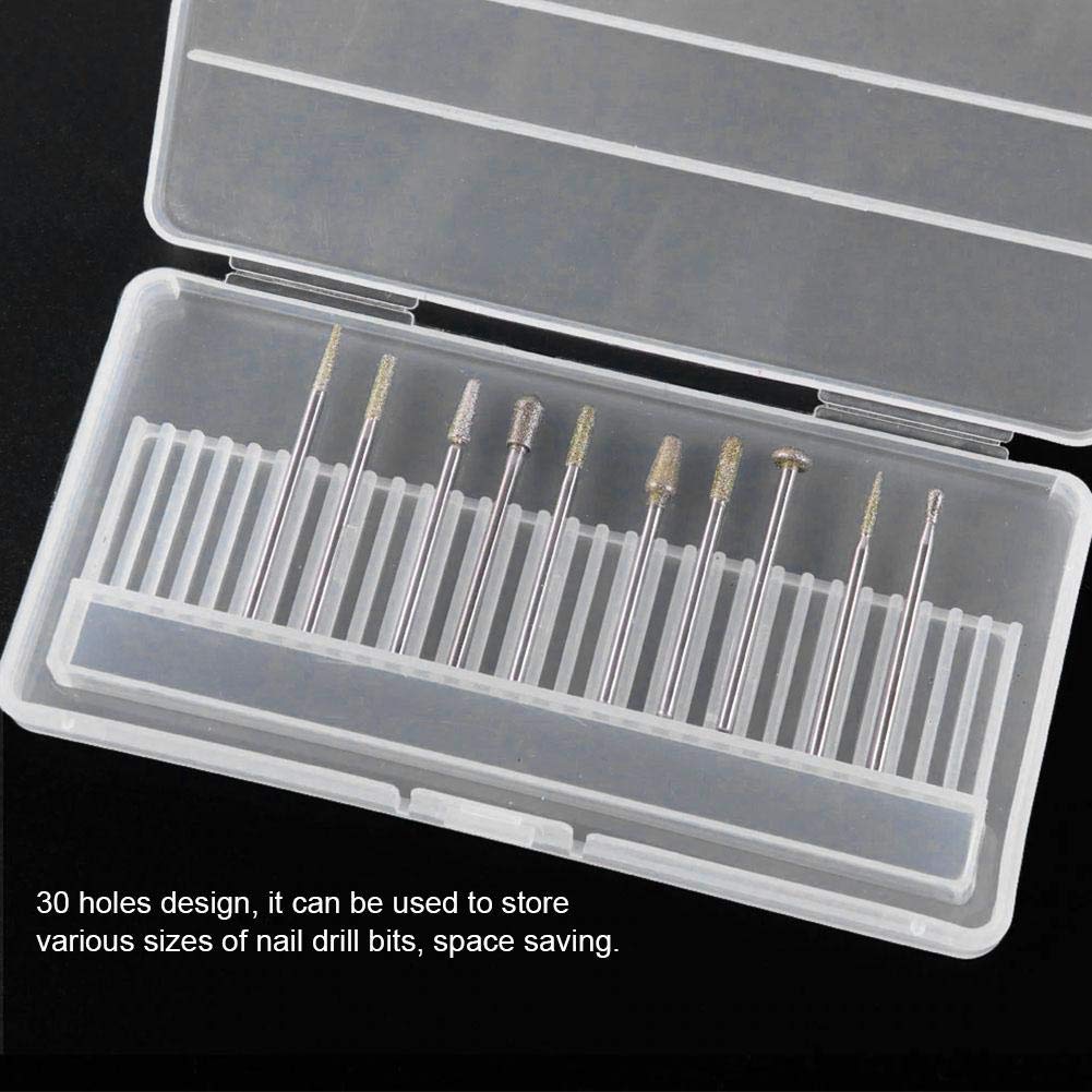 30-Hole Nail Drill Bit Storage Box - Organizer for Manicure & Pedicure Tools