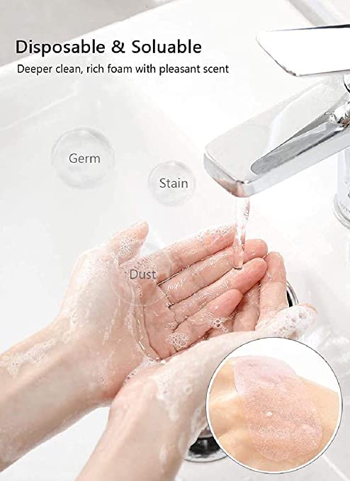 **APURK Travel Soap Sheets - 5 Pack Portable Disposable Paper Soap for Camping, Hiking, Gym & Outdoor Activities | Eco-Friendly Mini Soap Leaves for Hand Washing On The Go**