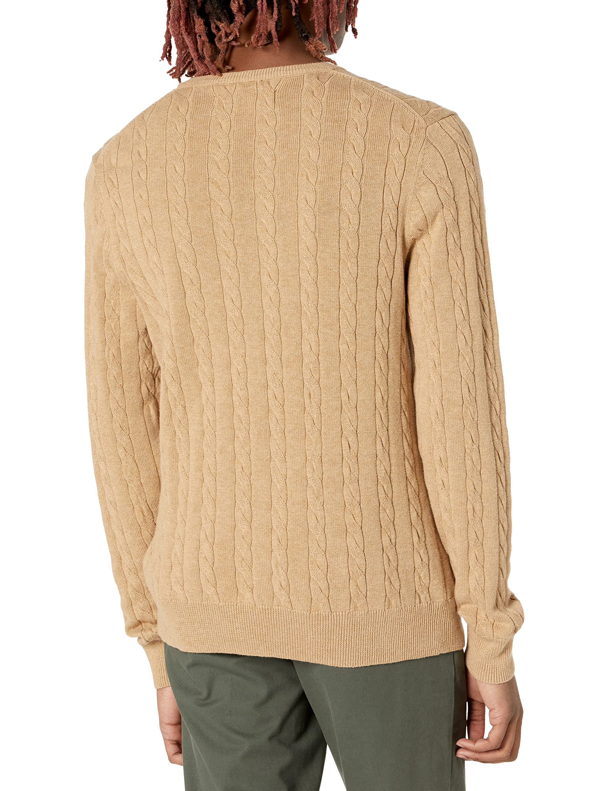 Amazon Essentials Men's Crewneck Cable Knit Cotton Sweater - Soft & Comfortable Winter Pullover for Casual Wear & Office Outfits