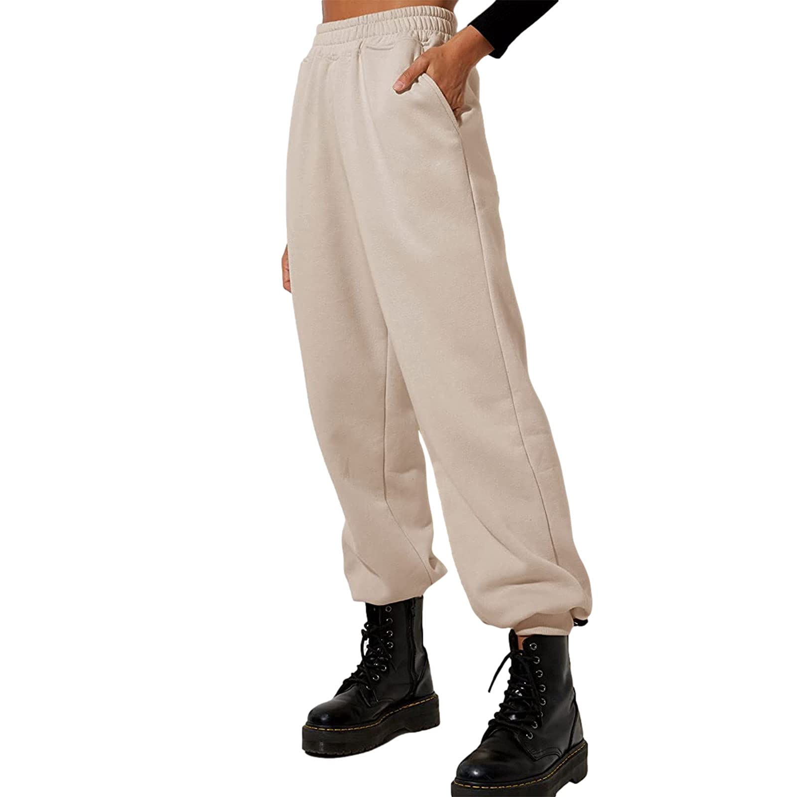 Women's High Waisted Fleece Lined Sweatpants - Soft Jogger Pants with Cinched Bottom for Workout, Yoga & Lounge - Warm Winter Athletic Pants for Running, Gym & Casual Wear
