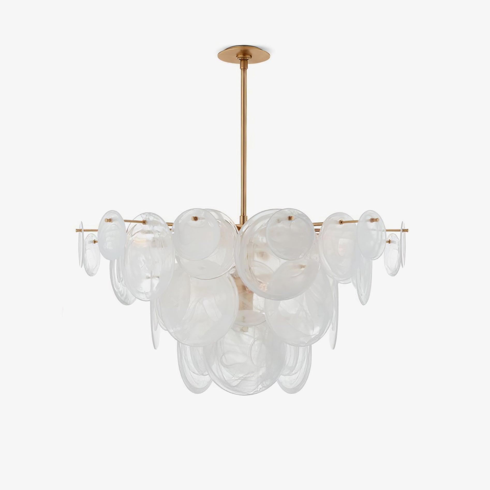 Elegant Brass Discs Cascading Chandelier - Modern Ceiling Light Fixture for Dining Room, Living Room & Bedroom
