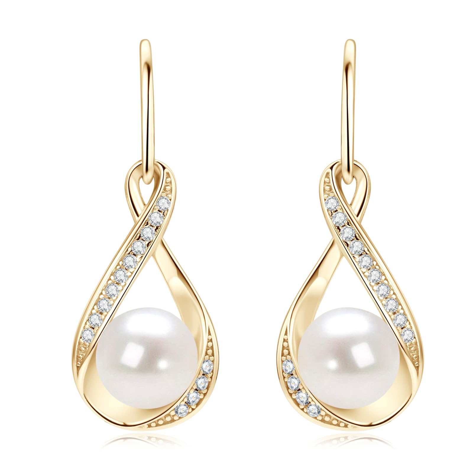 Freshwater Pearl Drop Earrings for Women - Sterling Silver Dangle Earrings with Natural Pearls, Elegant Wedding Jewelry Gift for Bride & Bridesmaid (Perfect for Bridal Shower, Anniversary & Special Occasions)