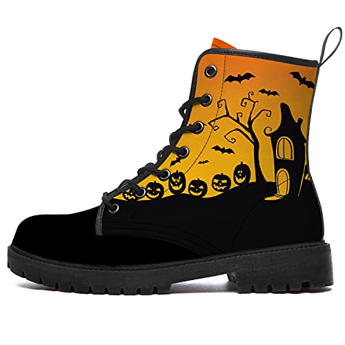 **Waterproof Anti-Slip Combat Boots for Women & Men - Halloween Lace-Up Ankle Boots - Durable & Stylish Shoes for Outdoor, Cosplay & Everyday Wear**