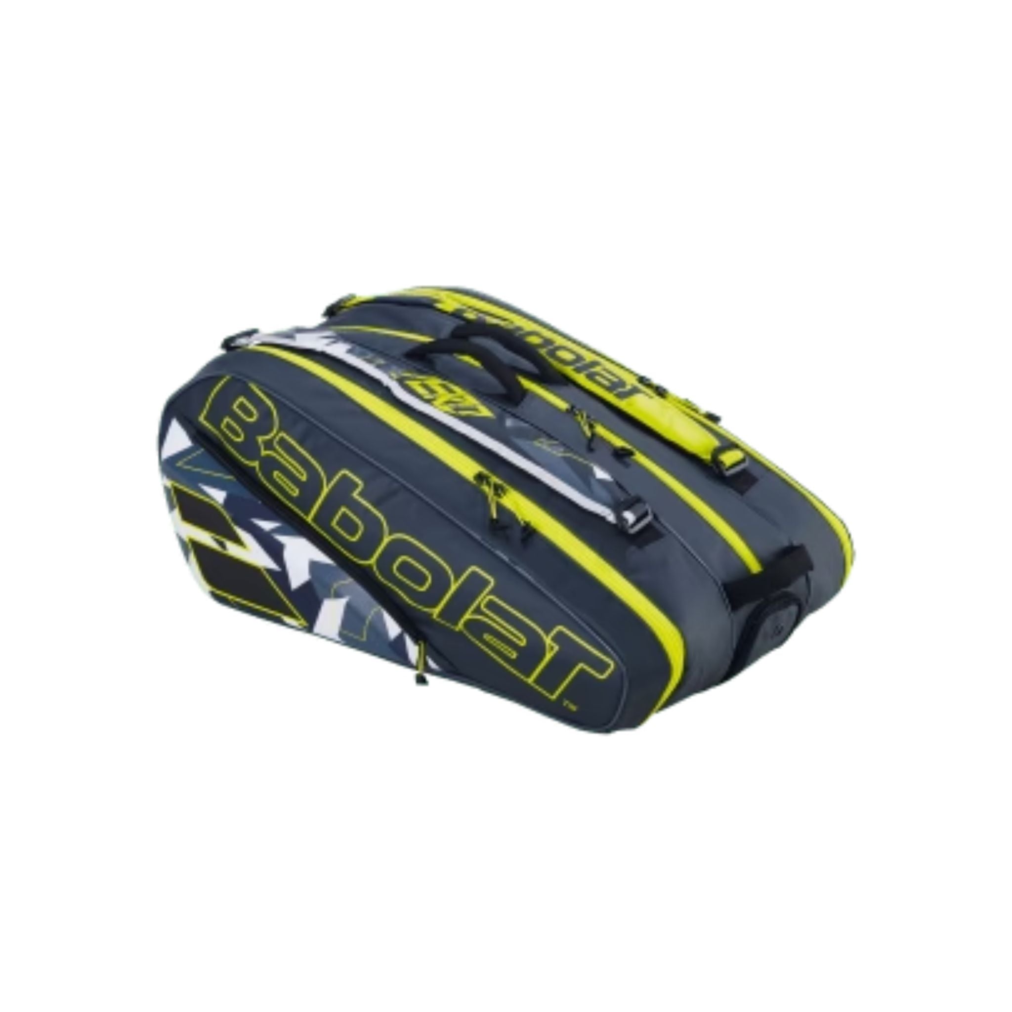 Babolat RH X12 Pure Aero Tennis Bag [Grey/Yellow] - Durable Tennis Backpack for Rackets & Gear - Perfect for Court, Travel & Training