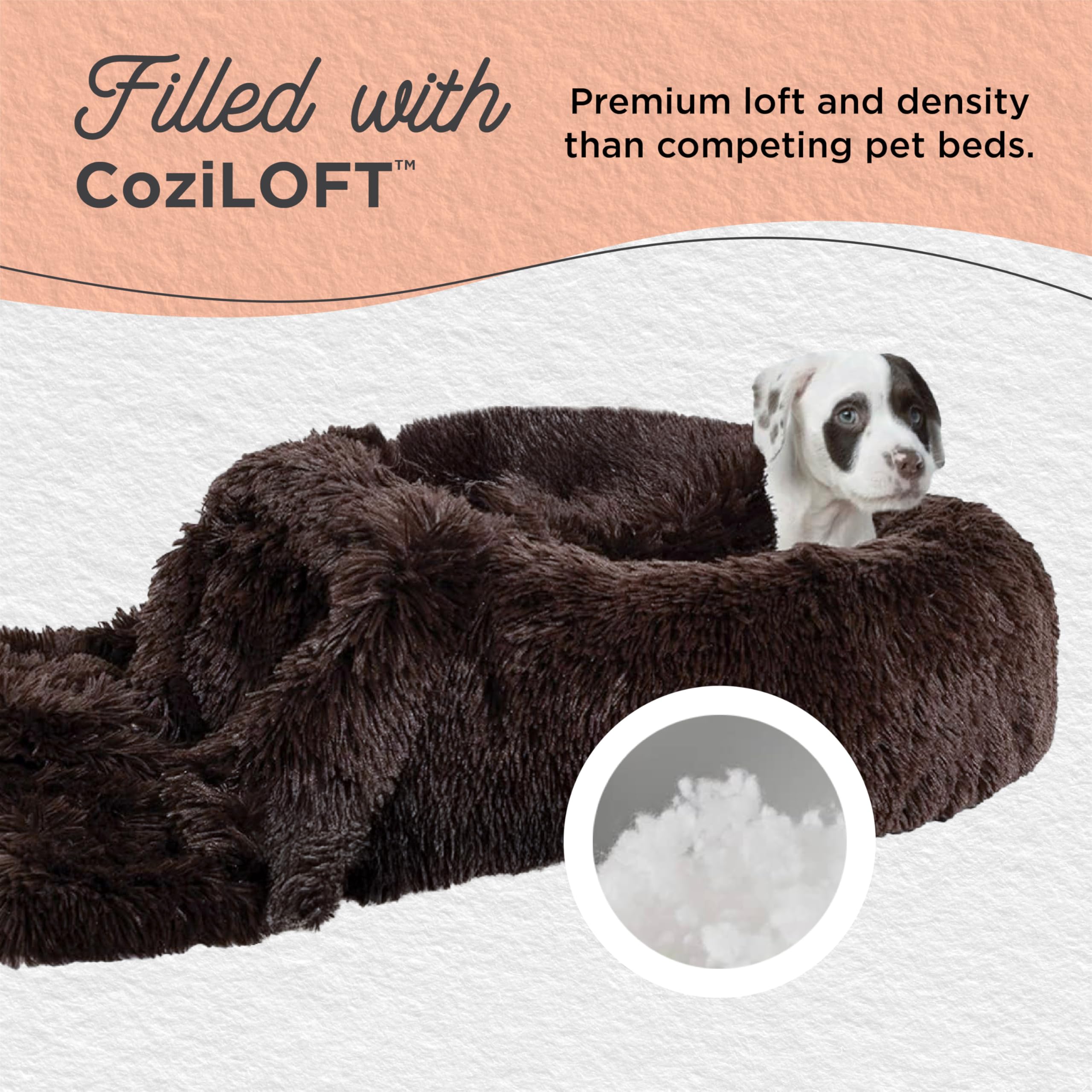 Best Friends by Sheri Bundle Set - Original Calming Shag Donut Cuddler Cat & Dog Bed with Pet Throw Blanket, Dark Chocolate, Extra Large 45x45 Inch - Cozy Pet Bed for Anxiety Relief & Nap Time Comfort