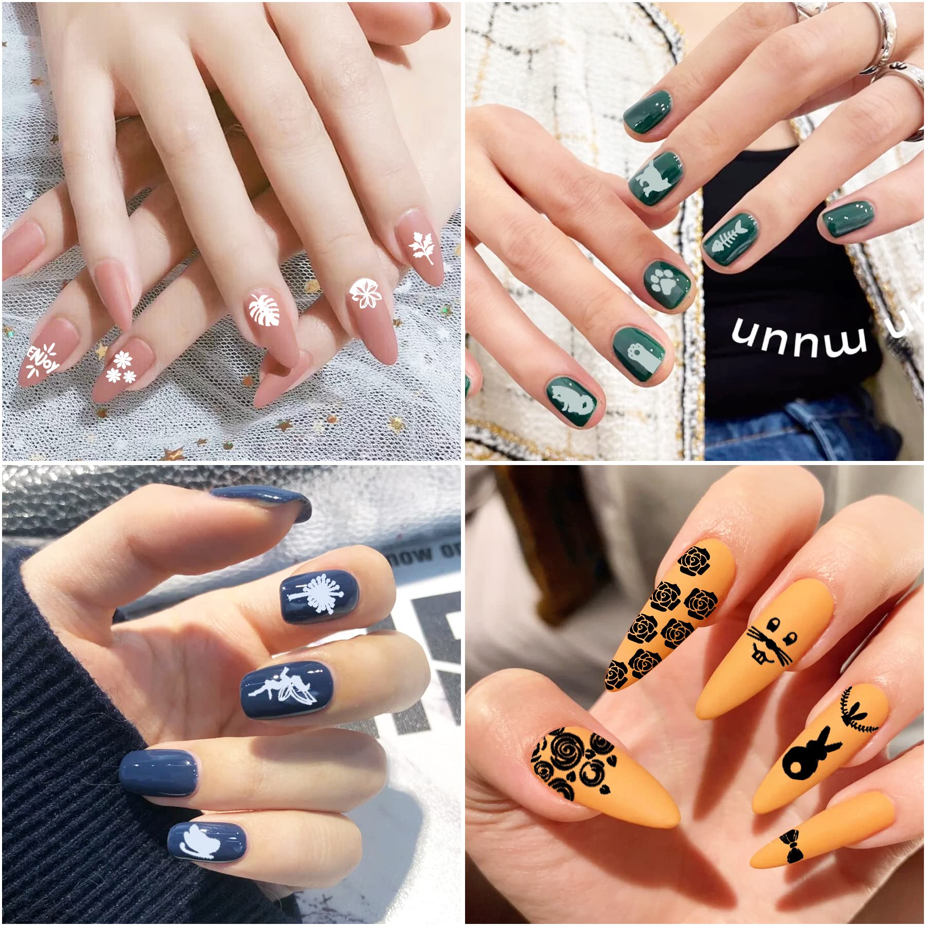 10Pcs Nail Stamp Plate Kit with 6Pcs Nail Art Templates, 2 Stampers & 2 Scrapers - Animal Flower Leaf Design Nail Art Plates for Women & Kids - Perfect for DIY Manicures, Nail Salon Decorations & Party Nail Art Designs