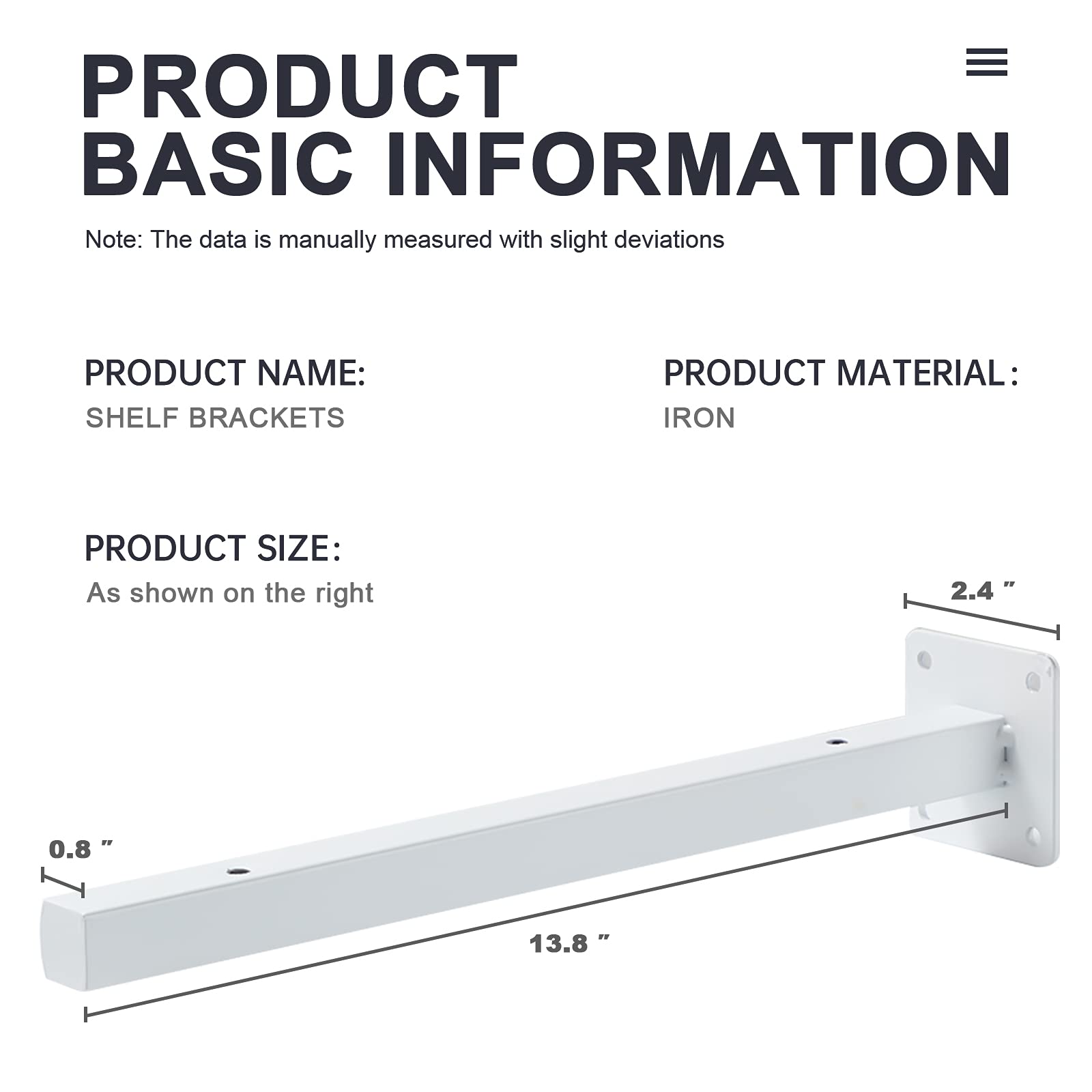 14 Inch Heavy Duty White Shelf Brackets - Set of 4, Wall Mounted Metal Shelving Brackets for Floating Shelves | Industrial Iron Decorative Brackets for Home, Office & Garage Storage