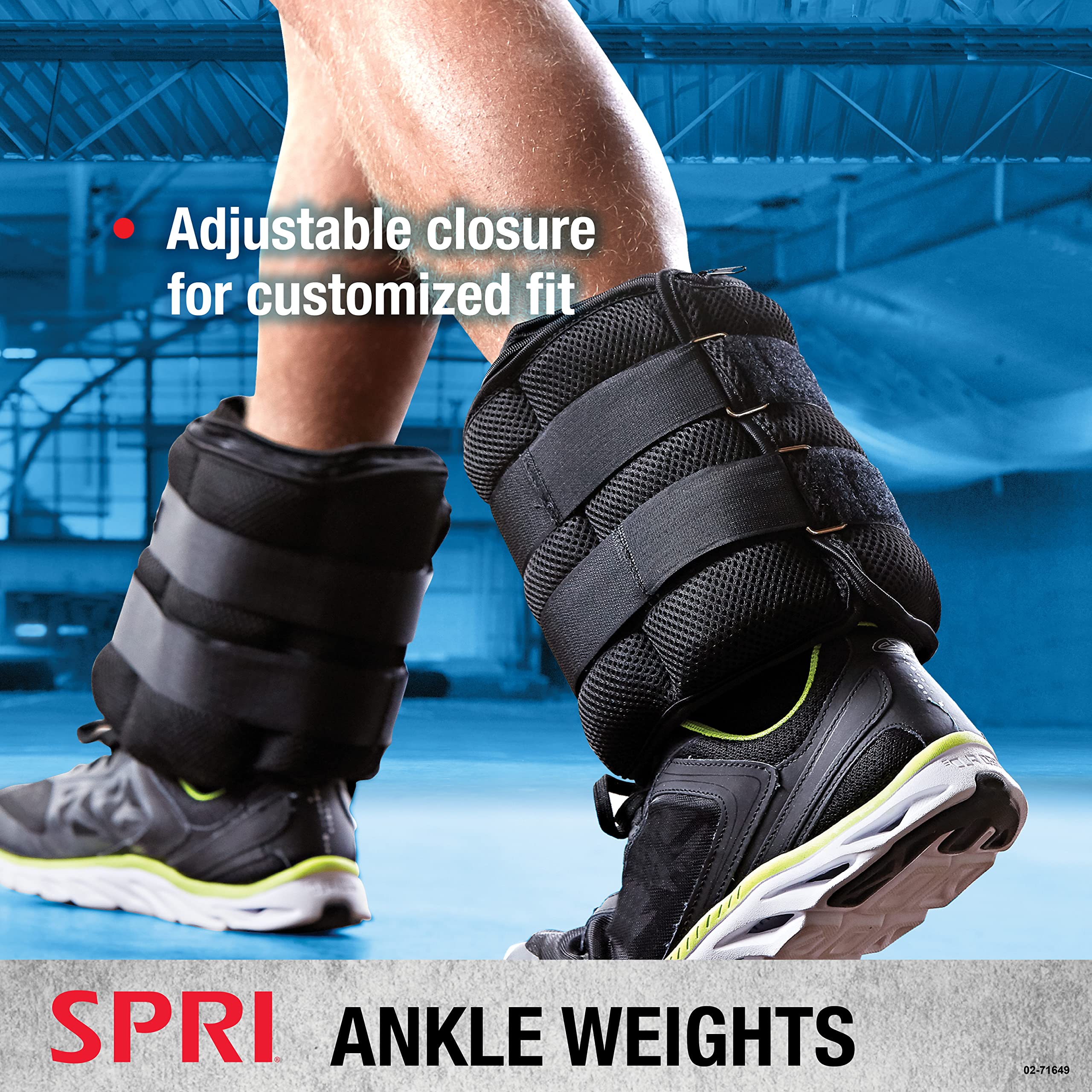 SPRI Adjustable Ankle Weights for Women & Men - 2.5-5lbs Each Leg for Strength Training, Walking, Running, Resistance Workouts - Tones Legs, Glutes & Core - Perfect for Home Gym, Physical Therapy & Fitness Enthusiasts