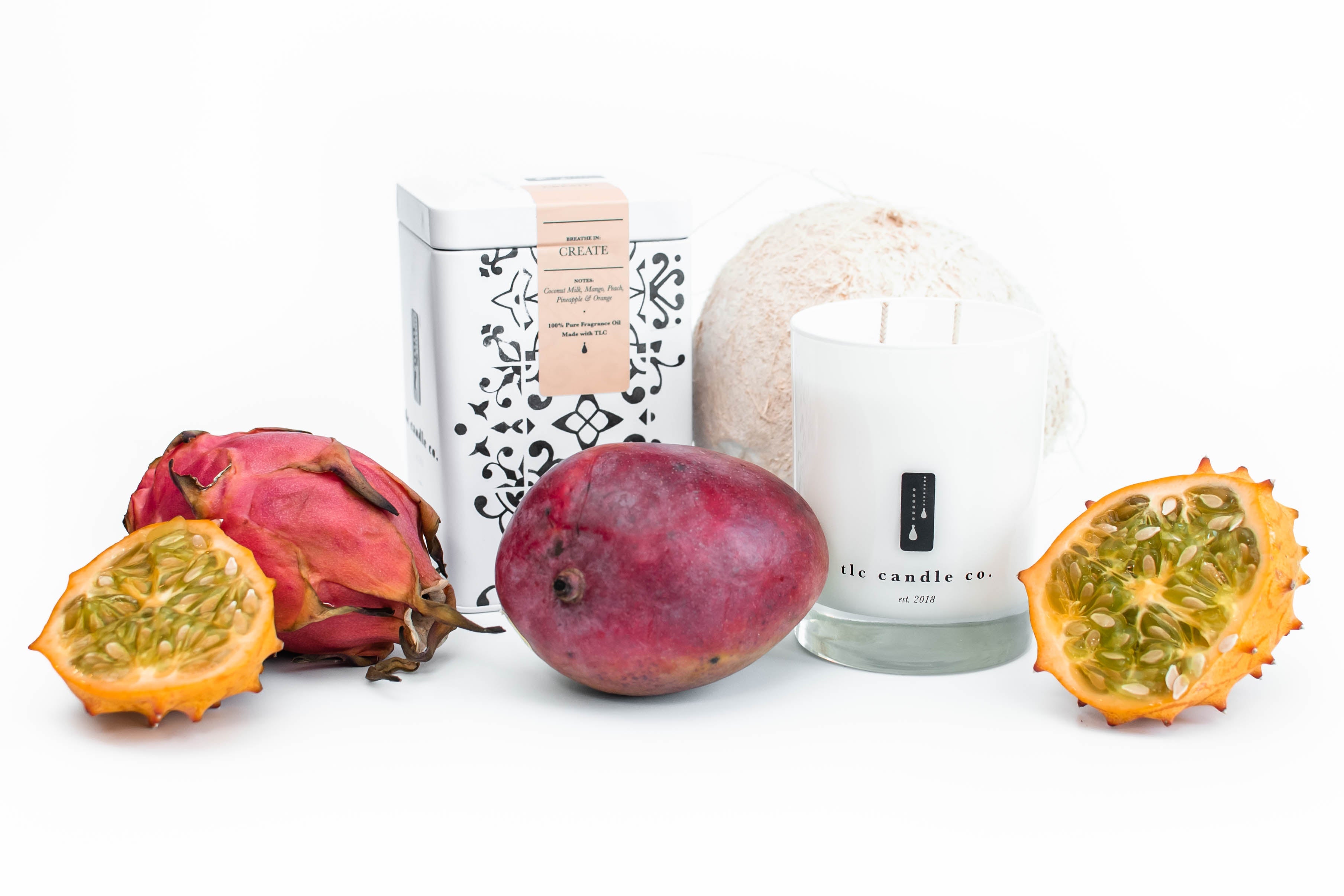 Premium Coconut & Tropical Fruits Scented Soy Candle - Handmade Natural Aromatherapy for Home, Spa, and Relaxation