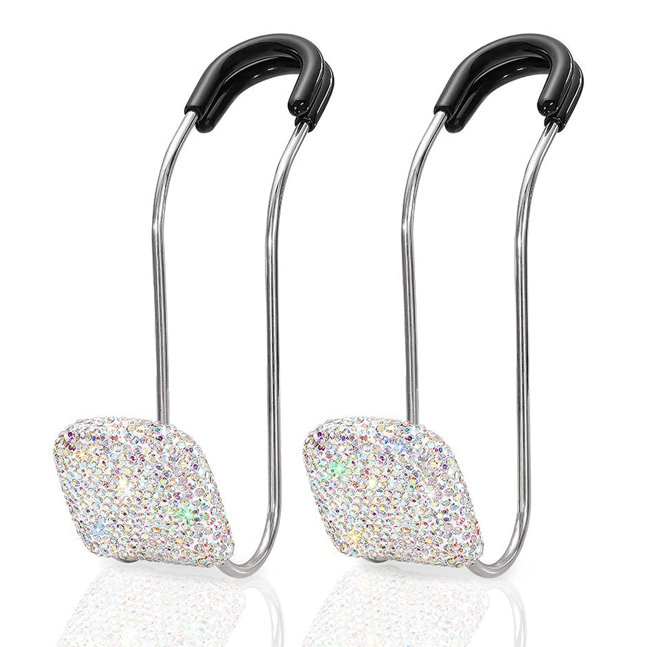 Rhinestone Car Seat Hook - Universal Bling Headrest Hook for Purse, Bags & Umbrellas (2PCS) - Perfect for Car Storage & Organization
