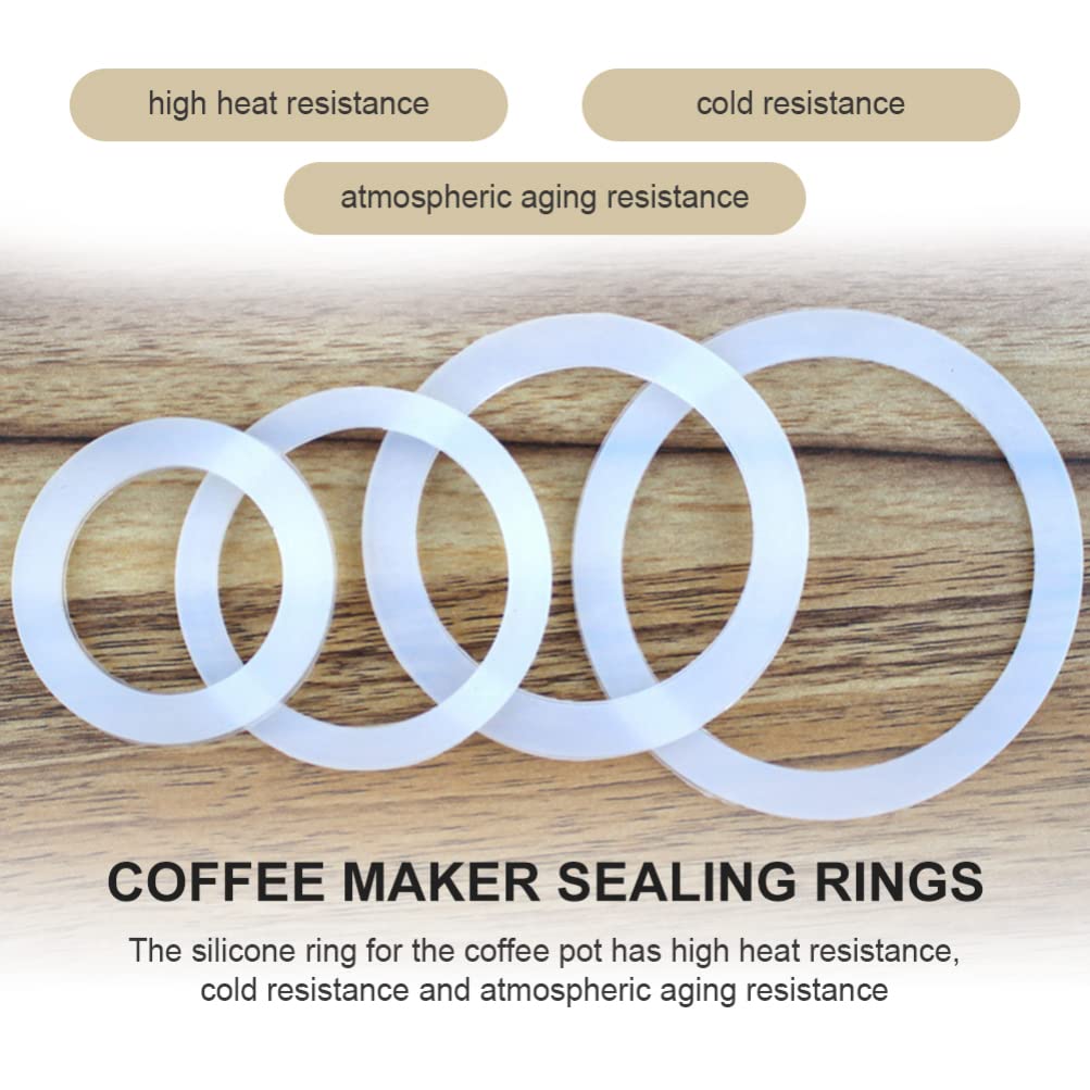 6-Pack Silicone Coffee Pot Seal Rings - Replacement Gaskets for Moka Pot, Espresso Maker & Coffee Machine Accessories - Durable & Heat-Resistant for Perfect Brewing at Home or Office