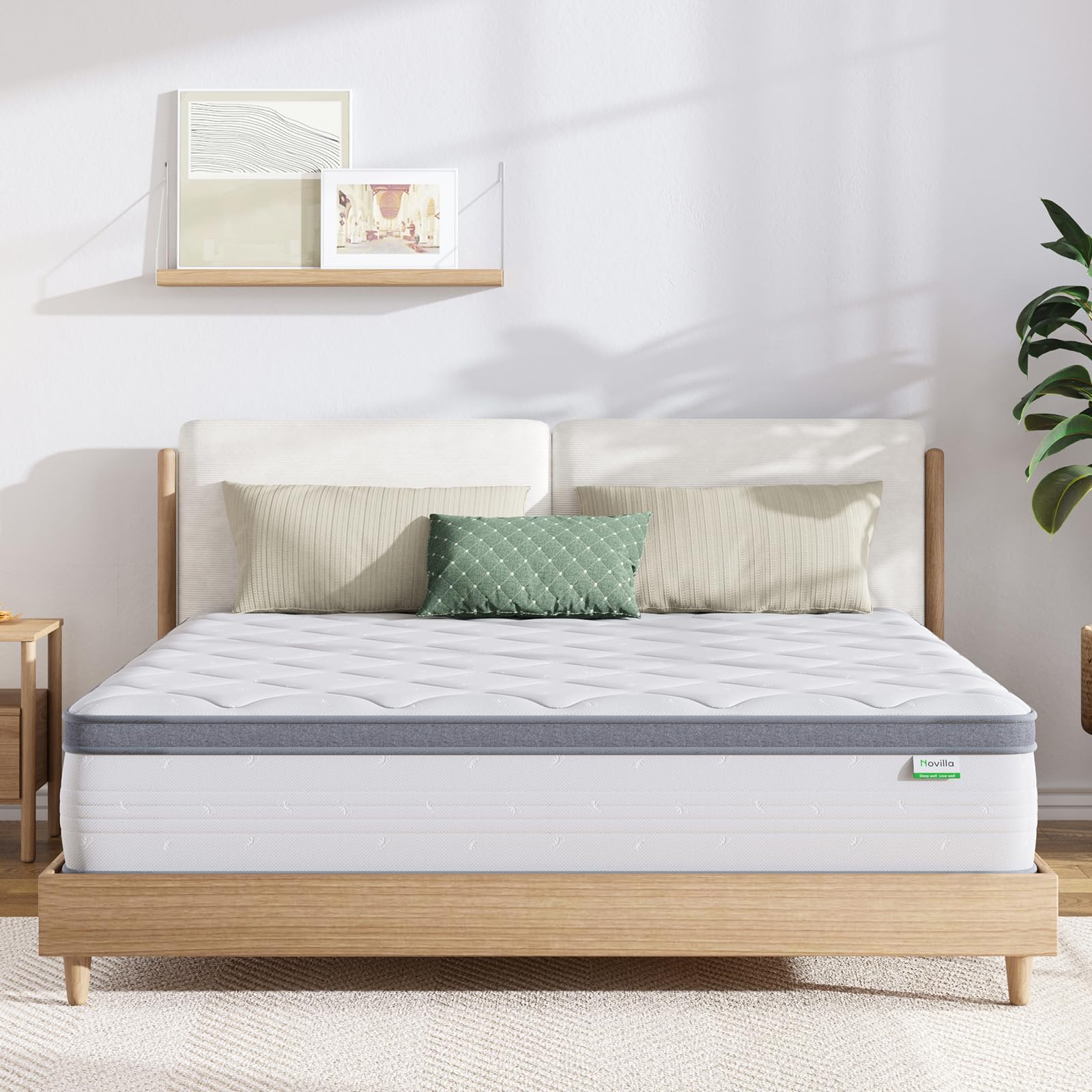 Novilla 12 Inch Hybrid Full Size Mattress - Memory Foam & Innerspring Support for Pressure Relief, Medium Soft Feel, Bed in a Box - Perfect for Back Pain Relief & Comfortable Sleep in Guest Rooms or Apartments
