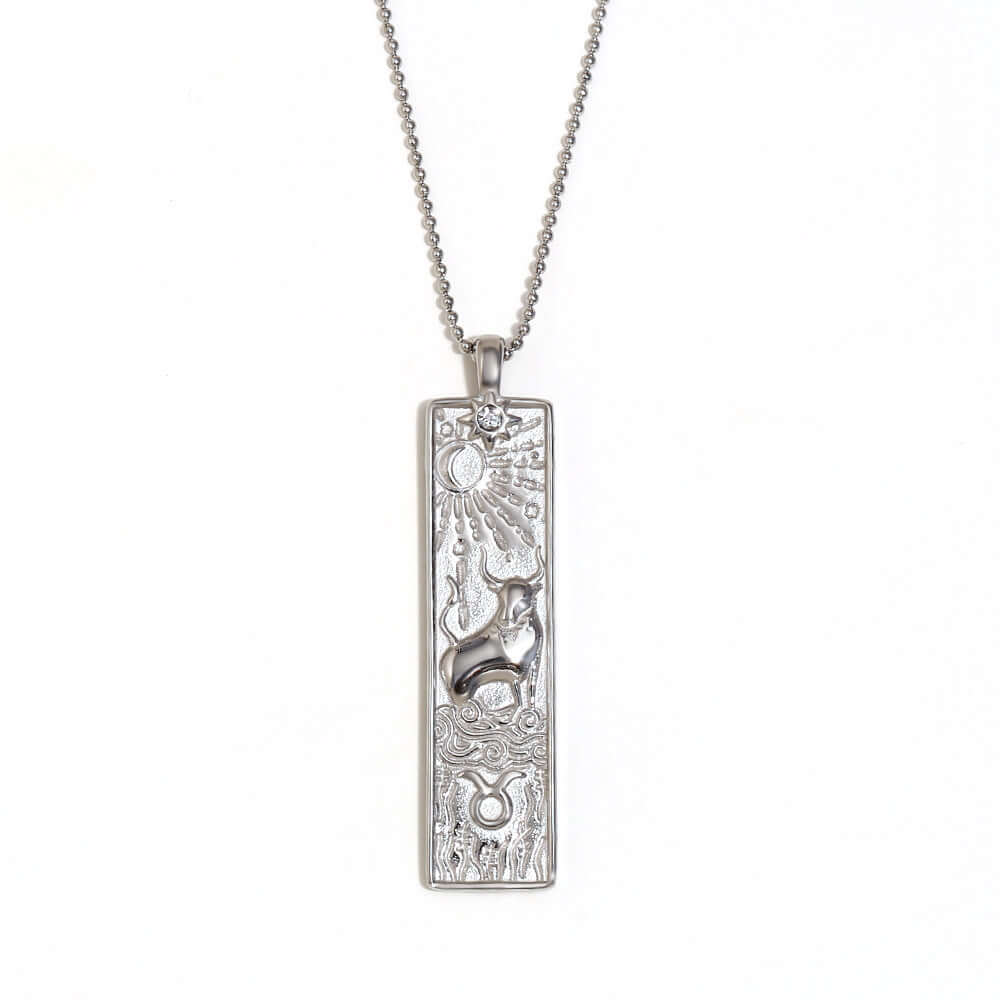 Zodiac Sign Pendant Necklace for Women - 14K Gold Plated Rectangular Charm Necklace | Perfect for Birthday Gifts, Anniversary & Daily Wear | JN3474