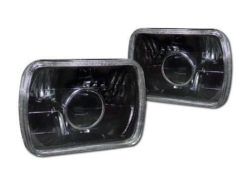 Universal 7x6 Inch Black Sealed Beam Projector Headlights H4 Conversion Kit - Compatible with Honda, Mazda, Toyota - High Performance for Night Driving & Off-Road Use