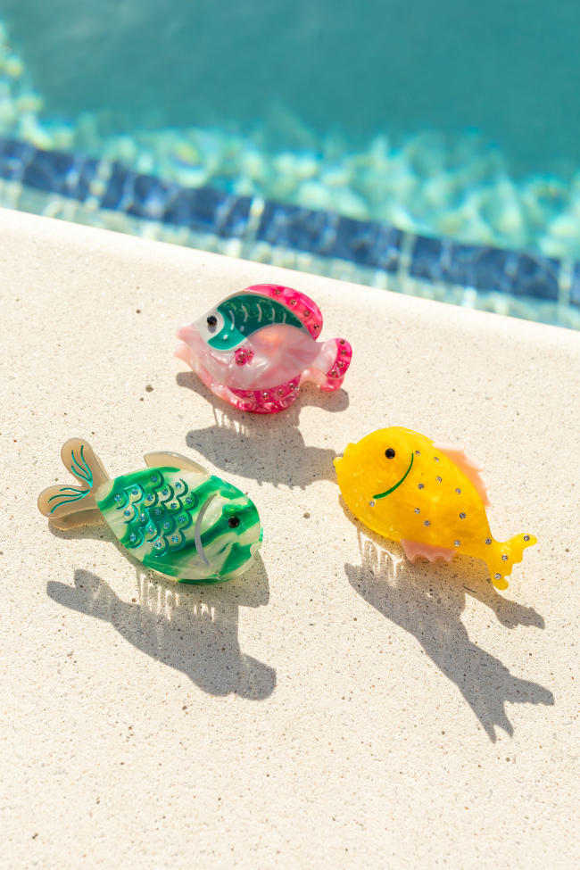 Yellow Fish Claw Hair Clip - Trendy Hair Accessories for Women & Girls - Perfect for Beach, Pool, and Summer Outfits