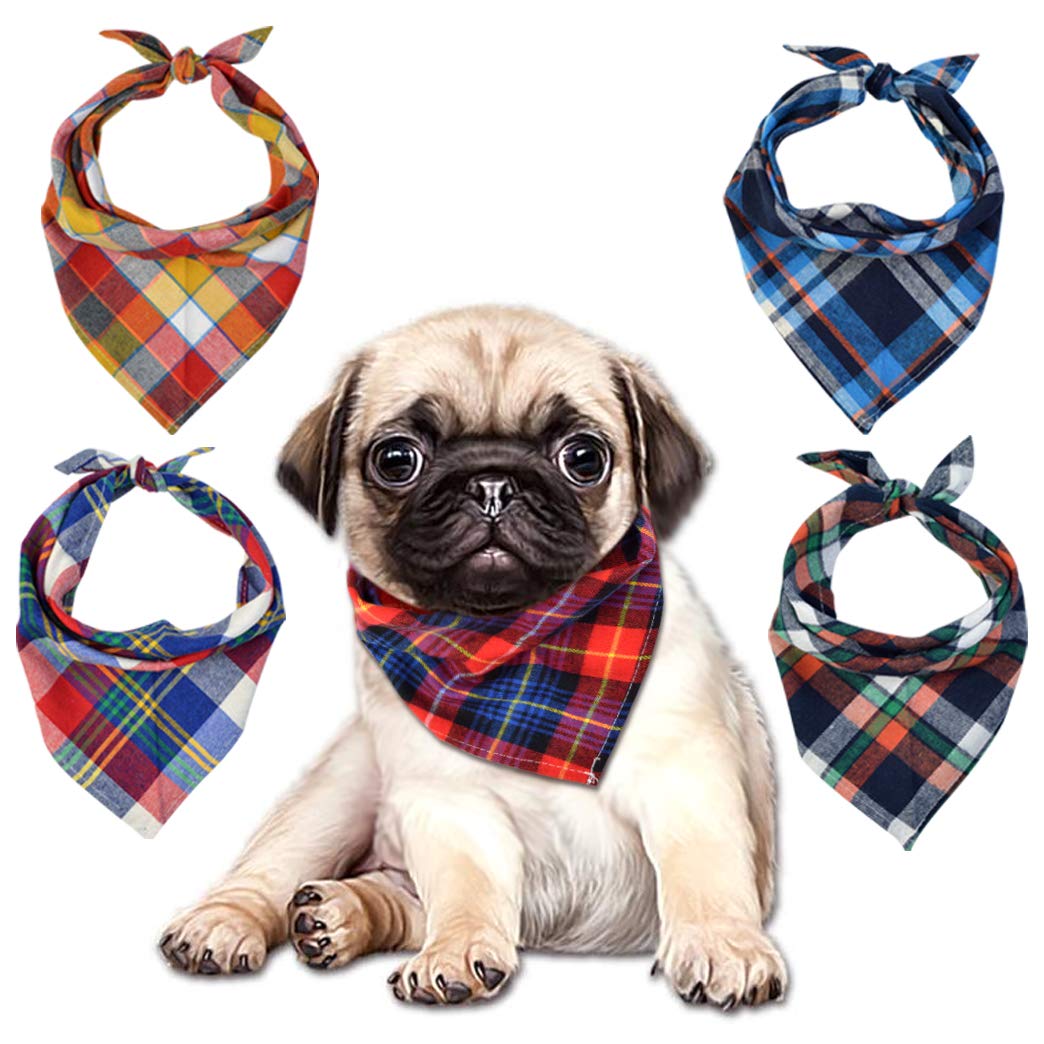 Lee-buty 15pcs Washable Cotton Checkered Dog Bandanas Set - Pet Scarf Kerchief & Bibs for Small Dogs & Cats | Perfect for Outdoor Fall Adventures, Birthday Parties & Photo Shoots