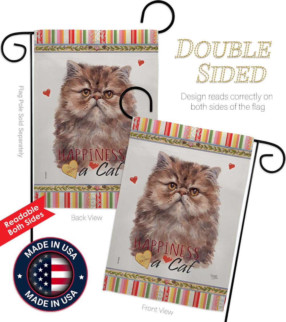 Persian Cat Garden Flag Set with Stand - Double-Sided Yard Decor for Pet Lovers