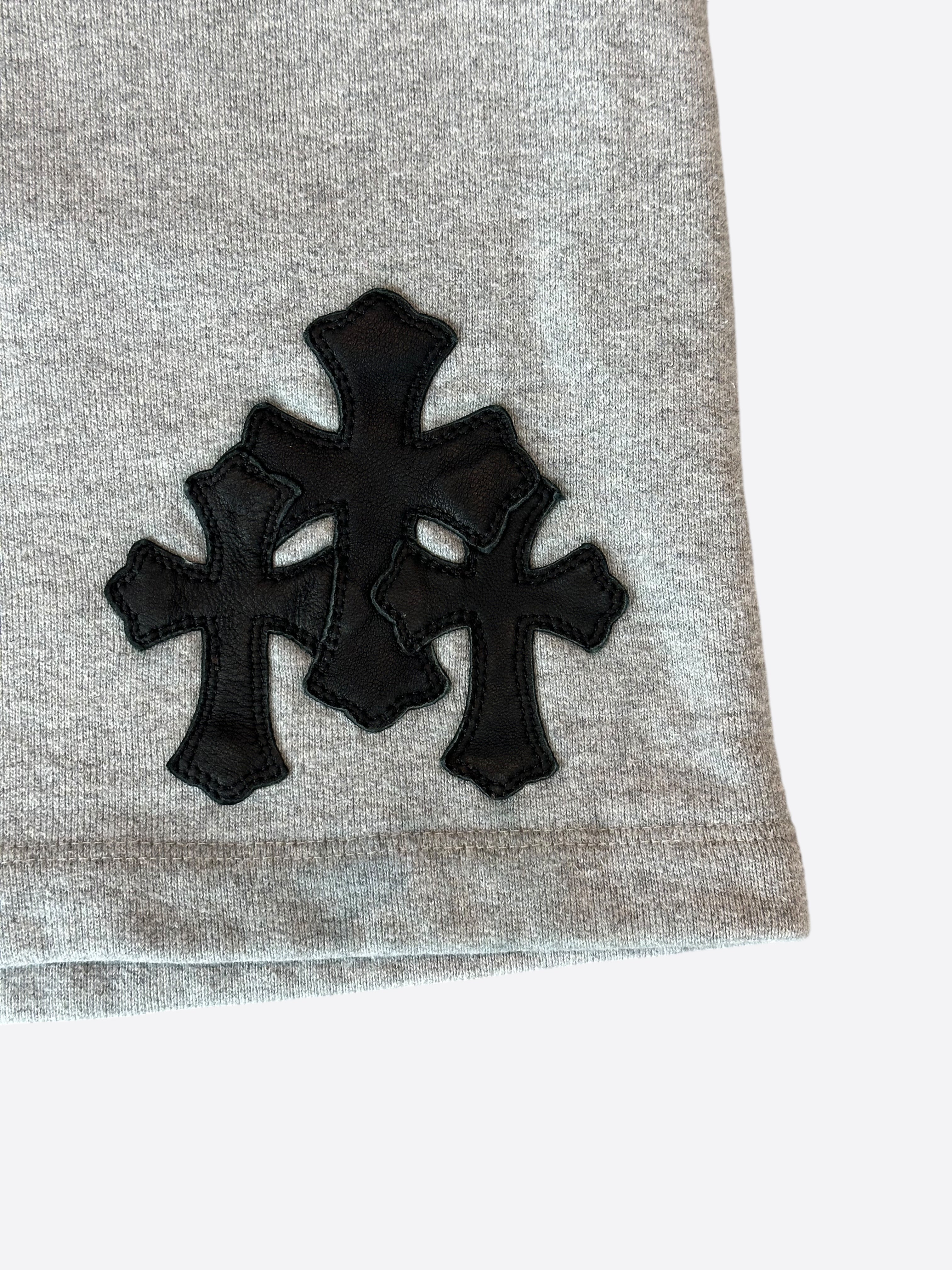Chrome Hearts Grey & Black Triple Cross Patch Paper Jam Shorts - Stylish Streetwear for Men & Women | Perfect for Casual Outfits, Concerts & Urban Fashion
