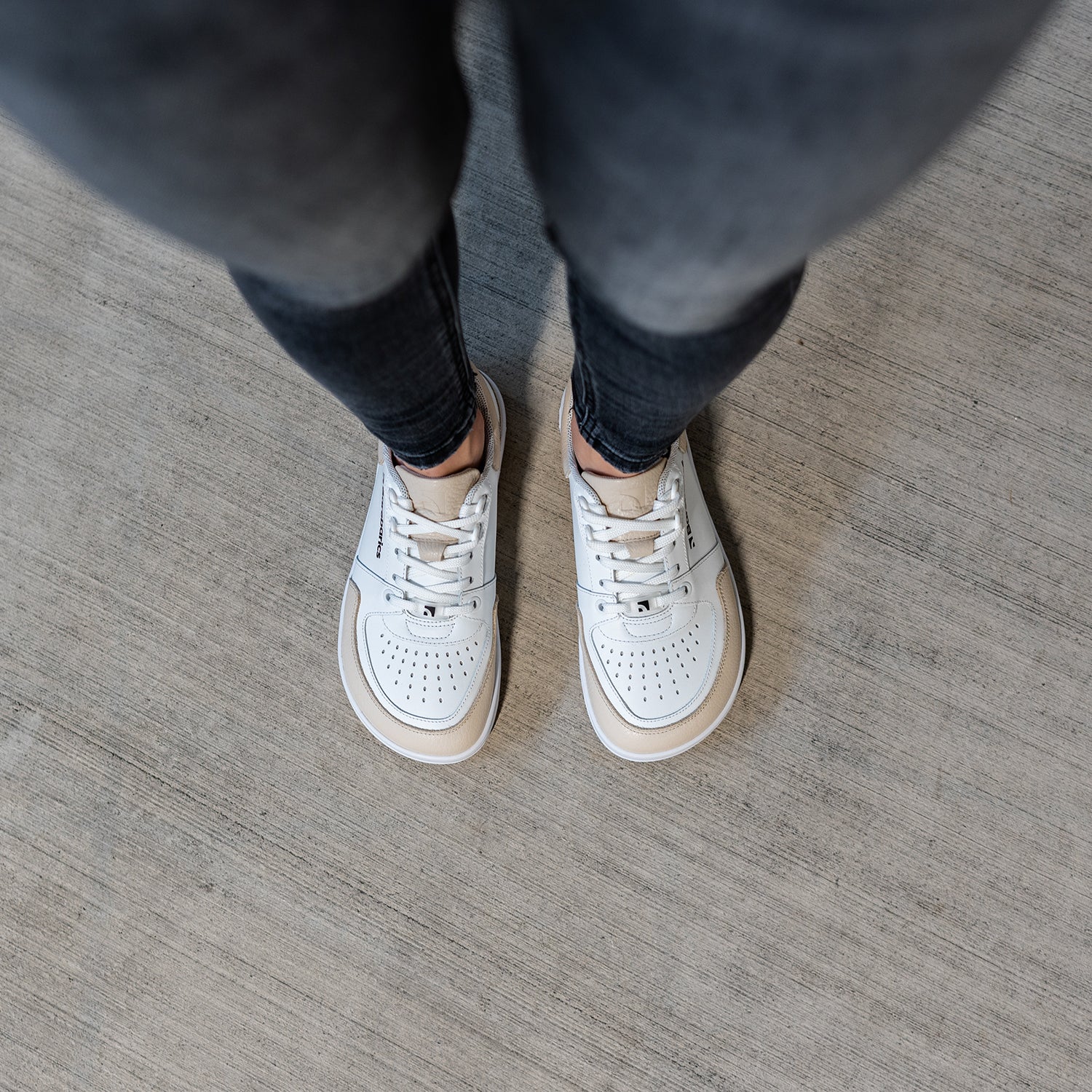 Barefoot Sneakers Barebarics Wave - White & Beige | Minimalist Zero Drop Shoes for Running, Walking & Gym | Lightweight & Flexible Barefoot Design