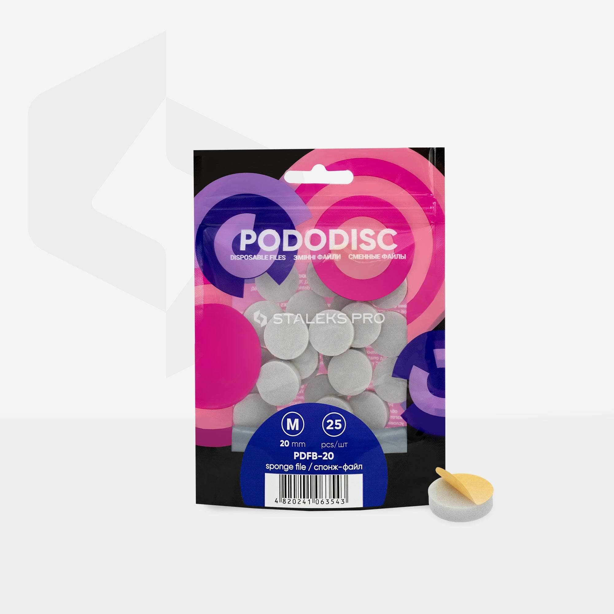 Staleks Disposable Pedicure Files & Sponges - Pododisc M 20mm (25 Pack) - Professional Nail Care Tools for Salon & Home Use