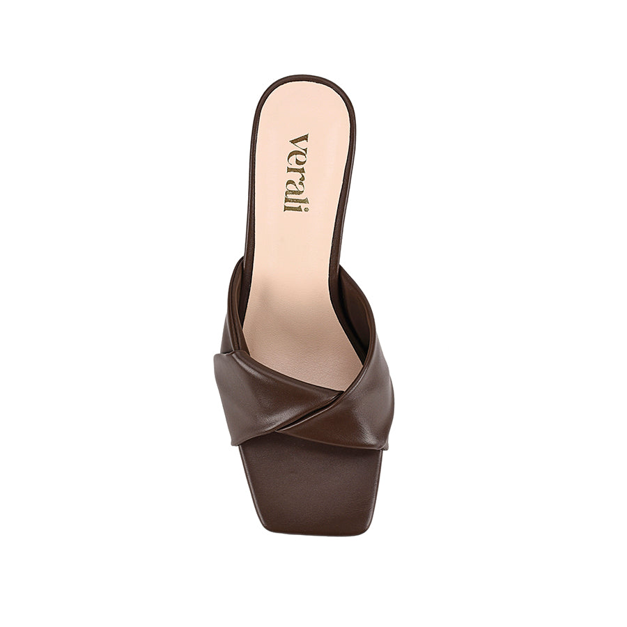 Stella Block Heel Mules for Women - Comfortable Chunky Heel Slides in Chocolate Brown | Perfect for Office, Date Night & Casual Outfits