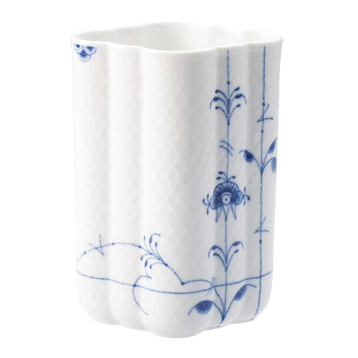 Royal Copenhagen 1017428 Blue Palmette Porcelain Vase - Elegant Floral Design, Perfect Wedding Gift & Home Decor for Living Room, Dining Table, or Bridal Shower