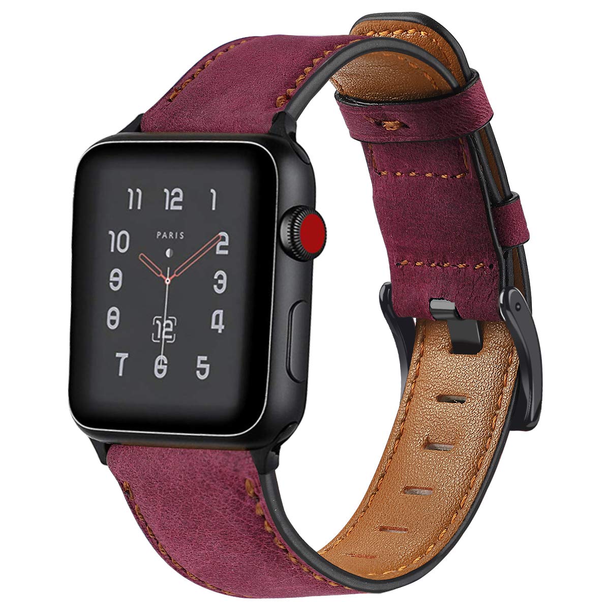 Premium Genuine Leather Watch Band for Apple Watch 45mm 44mm 42mm 41mm - Adjustable Vintage Strap Compatible with iWatch Series 7/6/5/4/3/2/1/SE - Perfect for Men & Women - Ideal for Work, Gym & Everyday Wear