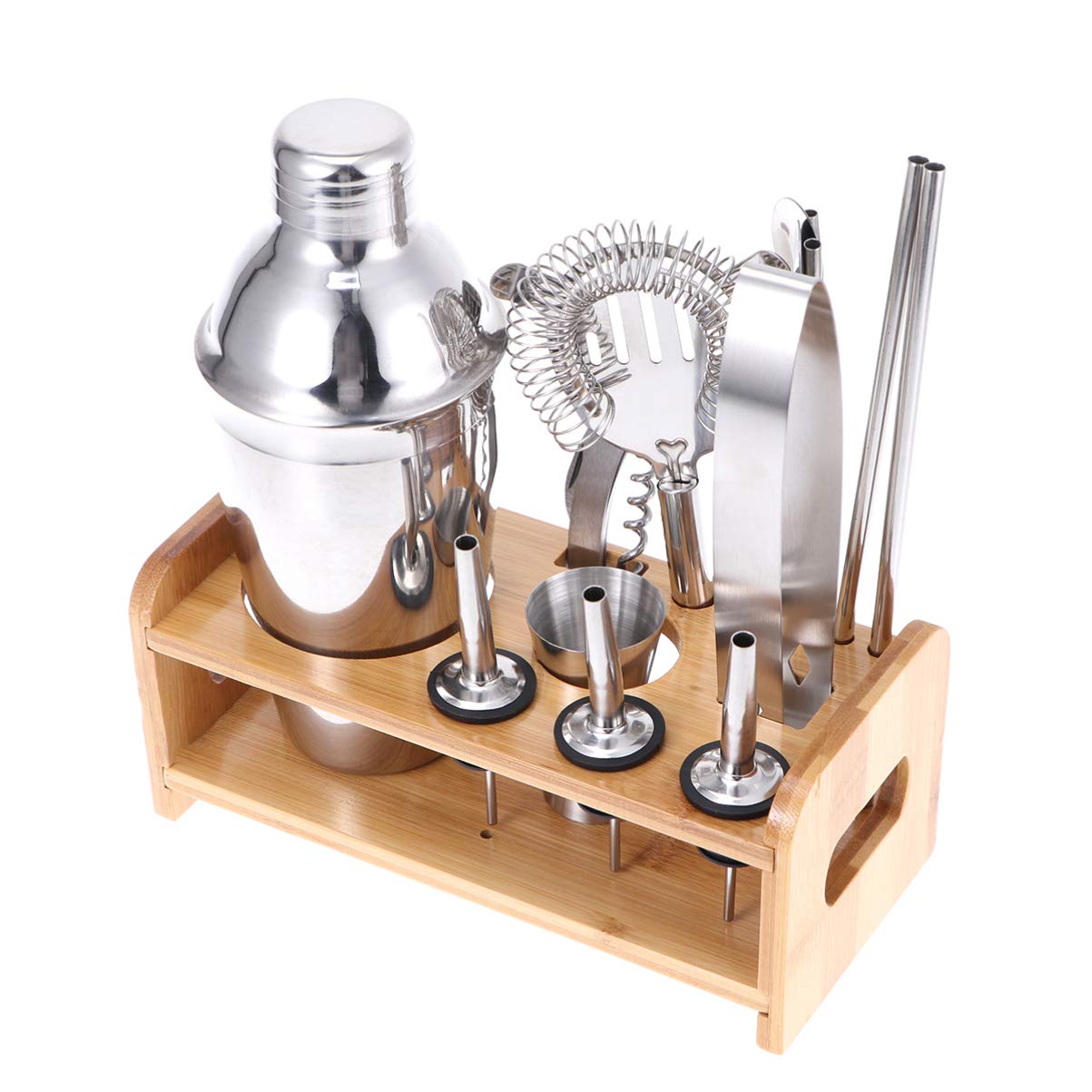 IMIKEYA Stainless Steel Cocktail Making Kit - Professional Bartender Tools Set with Bamboo Shaker for Home Bars, Parties & Mixology | Includes Electrical & Wood Tools for Perfect Drinks