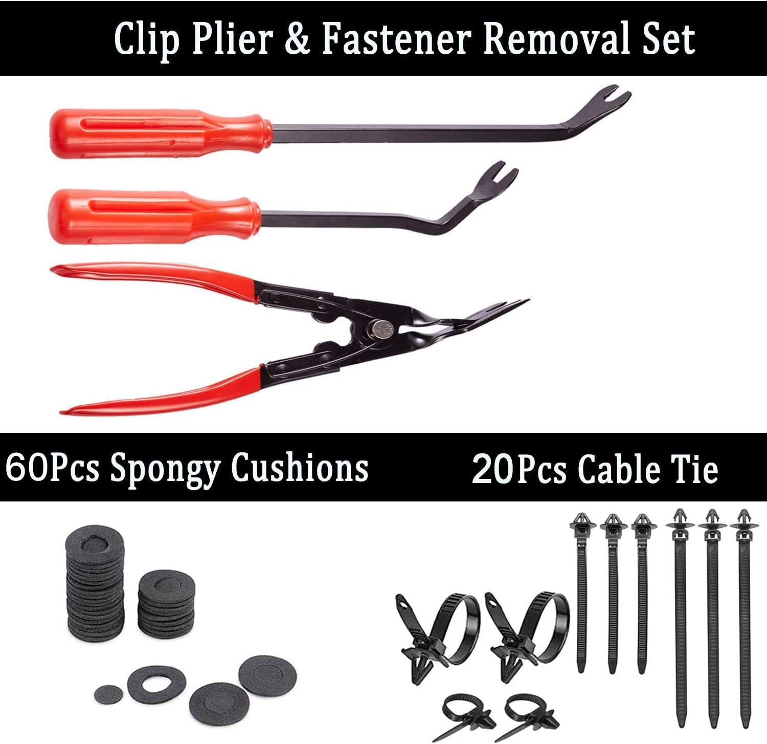 268-Piece Auto Trim Removal Tool Kit - Car Door Panel, Radio, Stereo & Terminal Pry Tool Set with Clip Pliers & Fastener Remover - Includes Storage Bag for Easy Organization - Perfect for DIY Car Repairs & Interior Upgrades