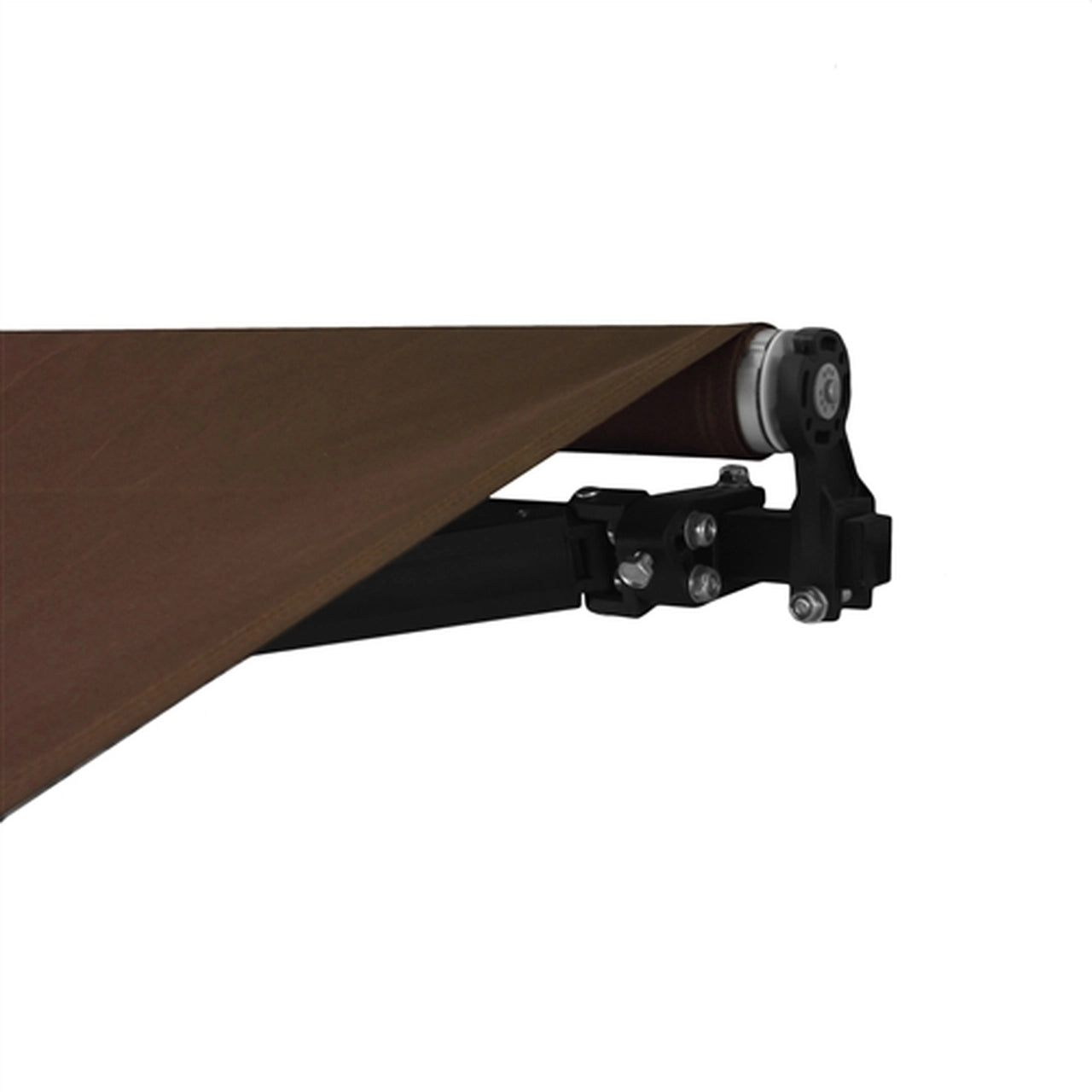 Aleko 12x10 Feet Motorized Retractable Patio Awning with Black Frame - Brown Canopy for Outdoor Shade, Perfect for Deck, Garden, and Backyard Relaxation