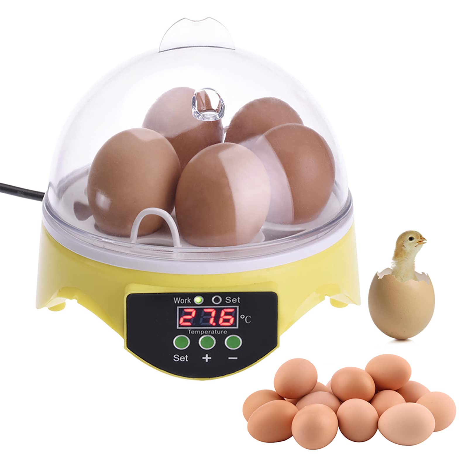 Automatic Egg Incubator for 7 Eggs - Digital LED Display Poultry Hatcher for Chicken, Duck & Goose Eggs | Perfect for Home Farming, Classroom Projects & Backyard Poultry Breeding