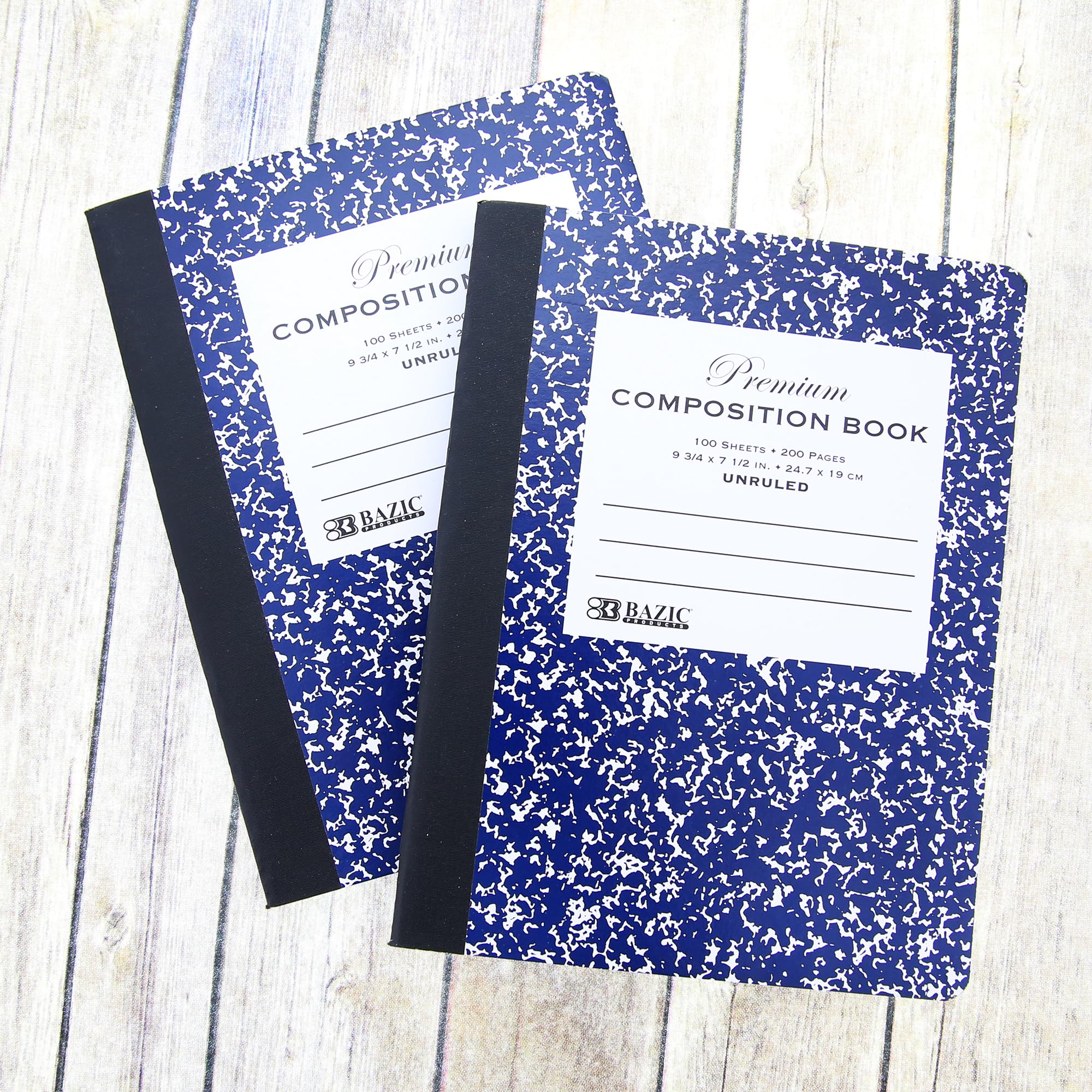 BAZIC 100-Sheet Composition Notebook, Blue Marble Design - College Ruled & Blank Page Journals for School, Office & Note Taking (48-Pack) - Perfect for Students, Writers & Professionals