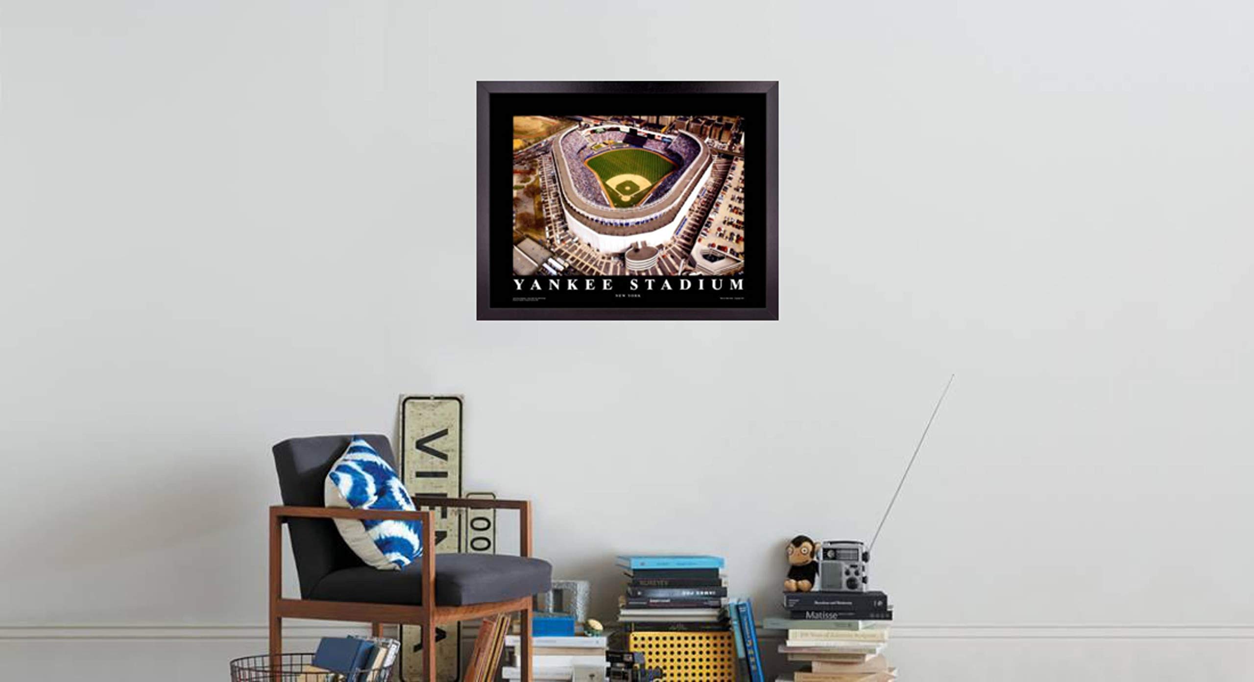 New York Yankees Baseball Stadium Wall Art Poster - 23x29 Inch Framed Print | Aerial View of Yankee Field & Ballpark | Perfect Sports Decor for Bedroom, Office & Game Room | Unique Gift for Baseball Fans & College Students