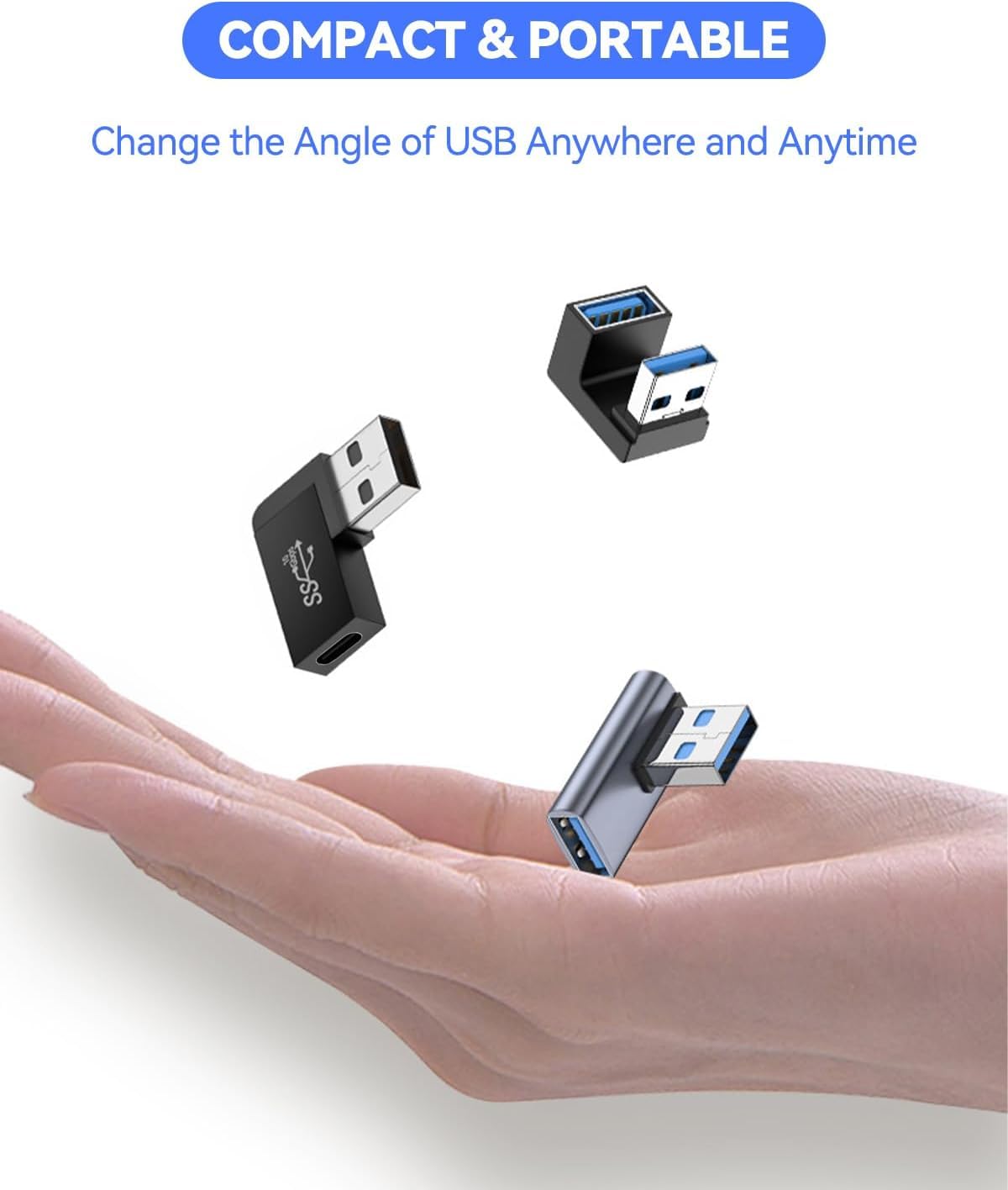 Herfair 2 Pack USB-C to USB 3.1 Adapter 10Gbps - for MacBook, Laptop, Phone Charging & Data Transfer