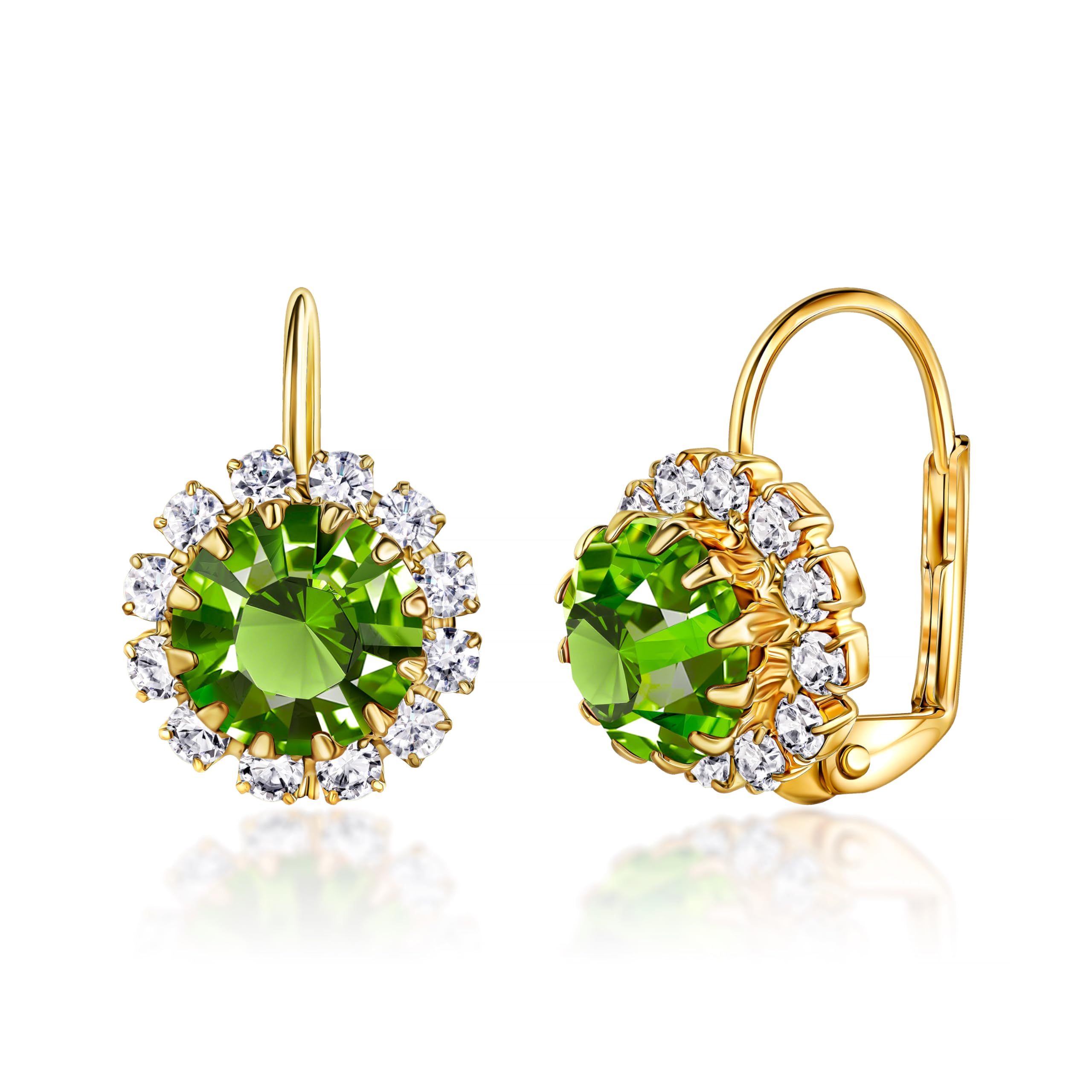 18K Gold Plated Crystal Flower Earrings for Women | Cubic Zirconia Dangle Earrings | Elegant Wedding, Party & Evening Wear Jewelry Gift