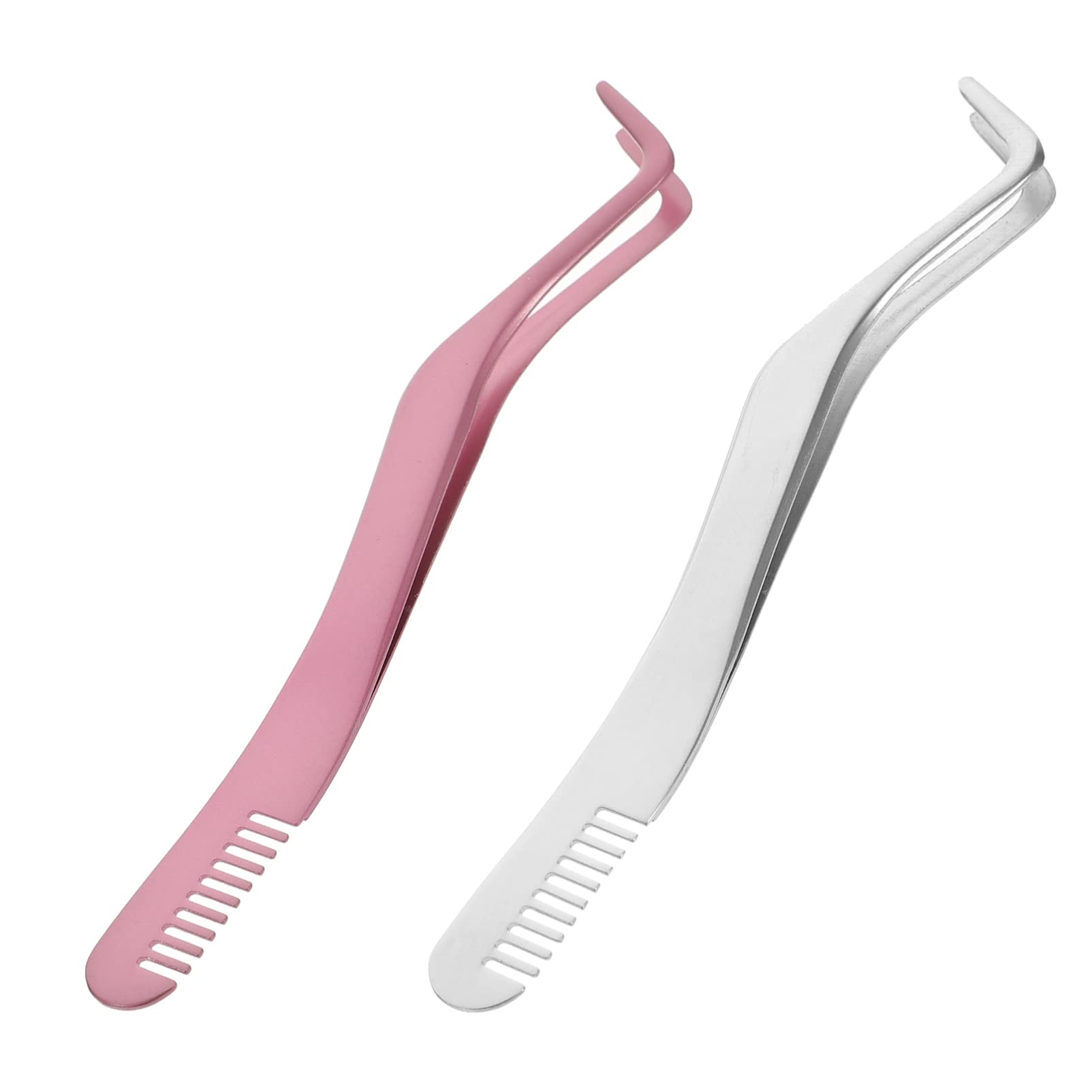 Beavorty Professional Eyelash Extension Tweezers Set - 2pcs Stainless Steel Curved Tip Lash Applicator & Remover Tool for False Eyelashes | Perfect for Salon, Home Use & DIY Lash Extensions