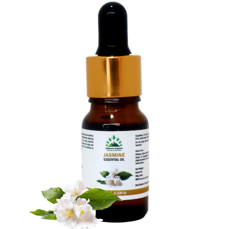 Organic Jasmine Essential Oil 10ml - 100% Pure & Natural for Hair, Skin & Aromatherapy | Relaxing Massage & Diffuser Use