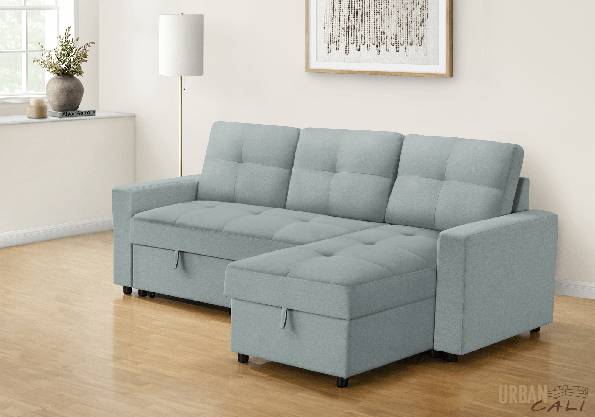 Venice Sleeper Sectional Sofa Bed with Reversible Storage Chaise - 5 Color Options | Convertible Couch for Small Spaces, Guest Room & Apartment Living