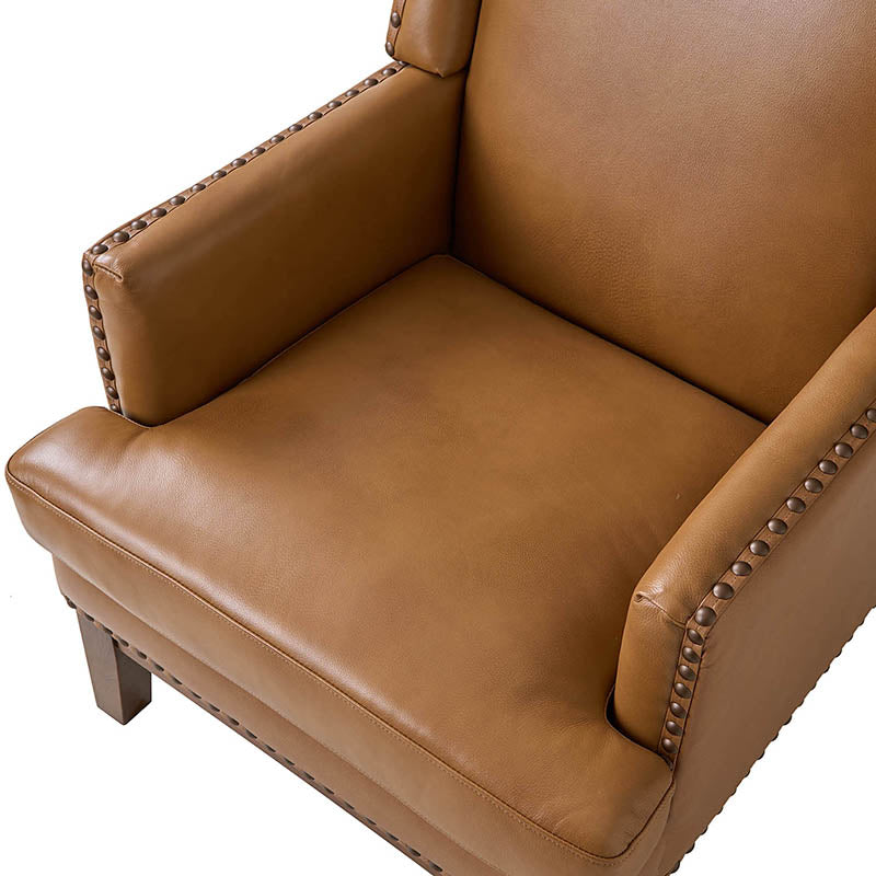 Genuine Leather Mid Century Modern Accent Chair - Rosa Design for Living Room, Office & Lounge - Stylish & Comfortable Seating
