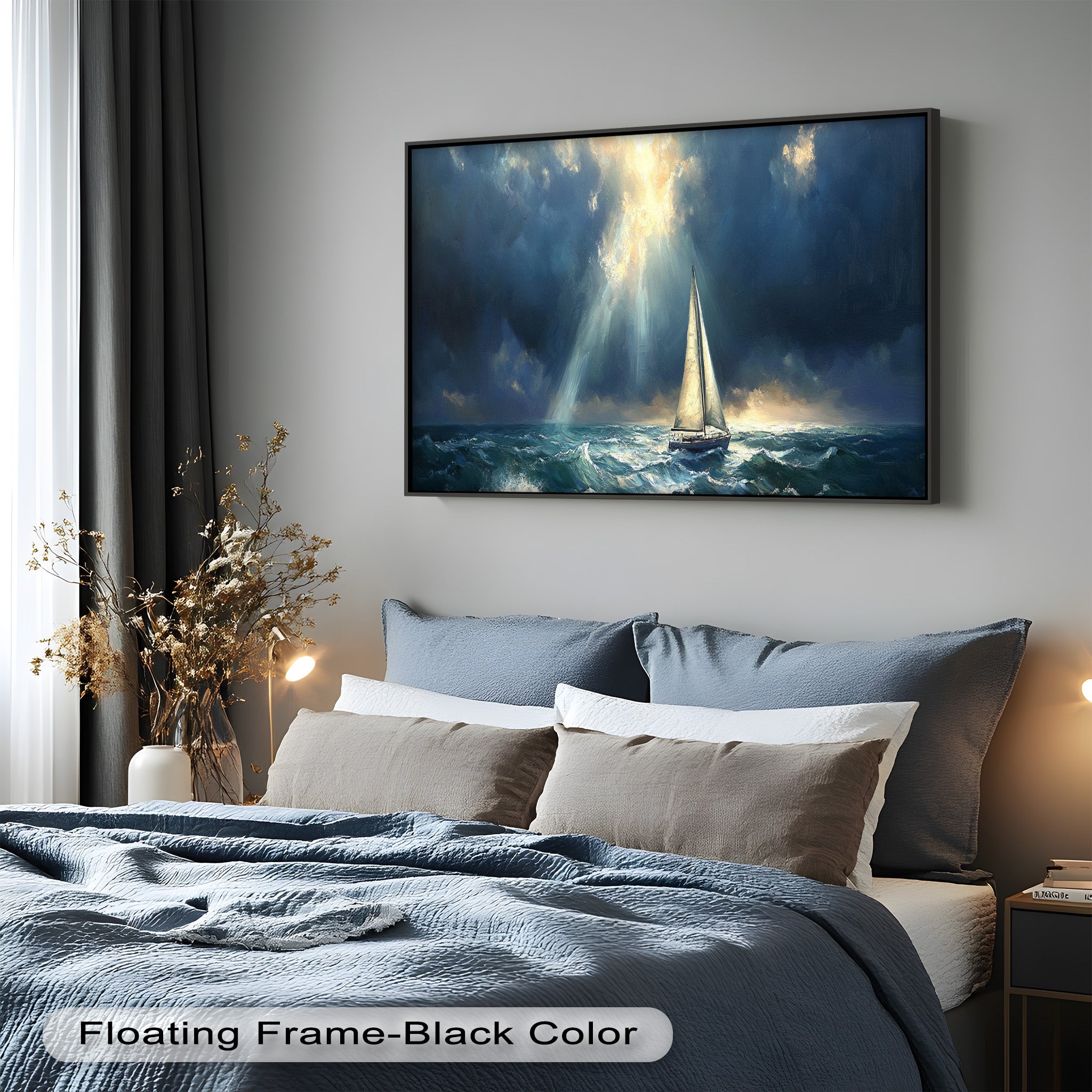 Beacon of Hope - Handmade Oil Painting of Boat at Sunset for Home Decor, Office Wall Art, and Gift Ideas