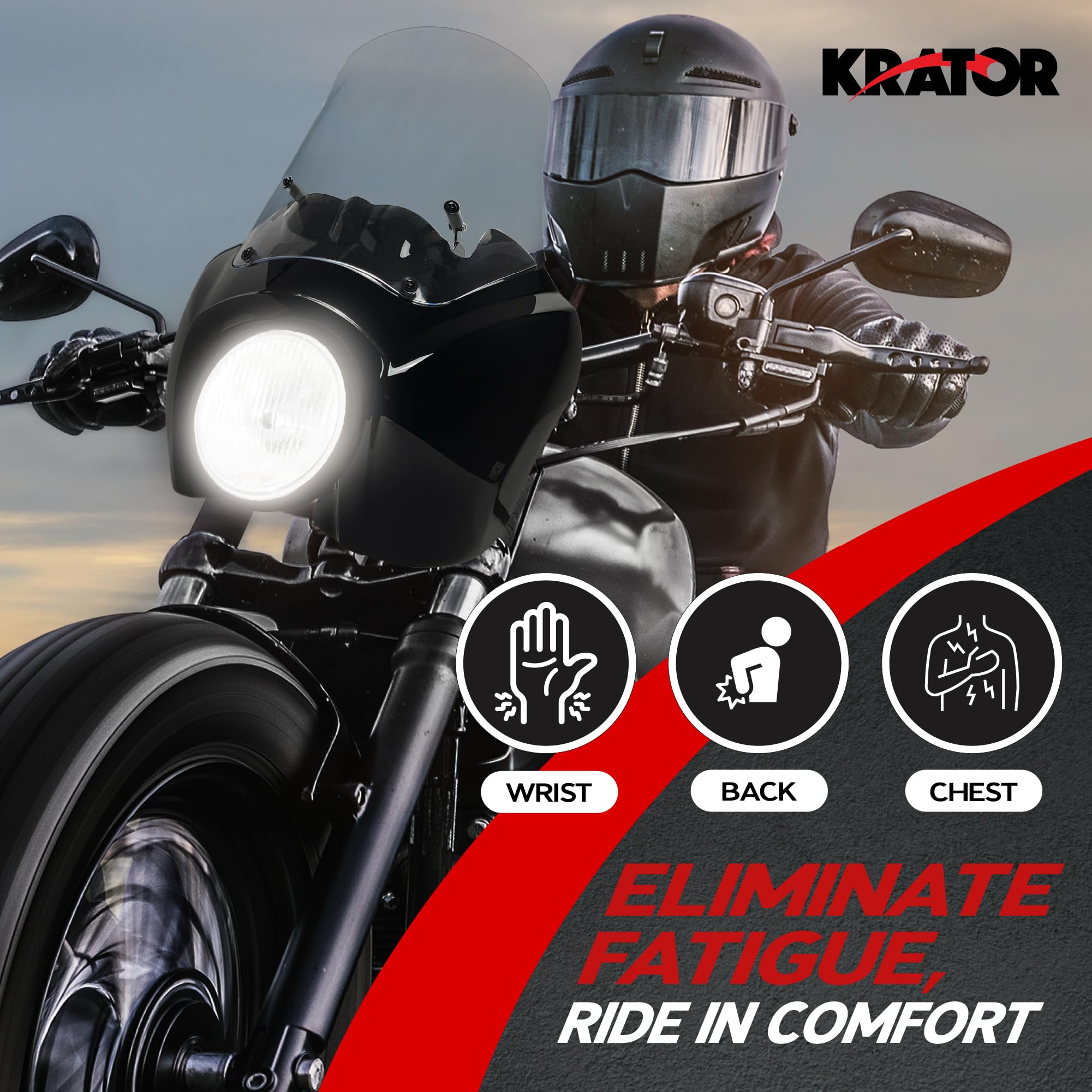 Black & Clear Tall Fairing Windshield Club Style Kit for Harley-Davidson Dyna, Super Glide T-Sport FXDXT, FXR - Perfect for Highway Riding & Wind Protection