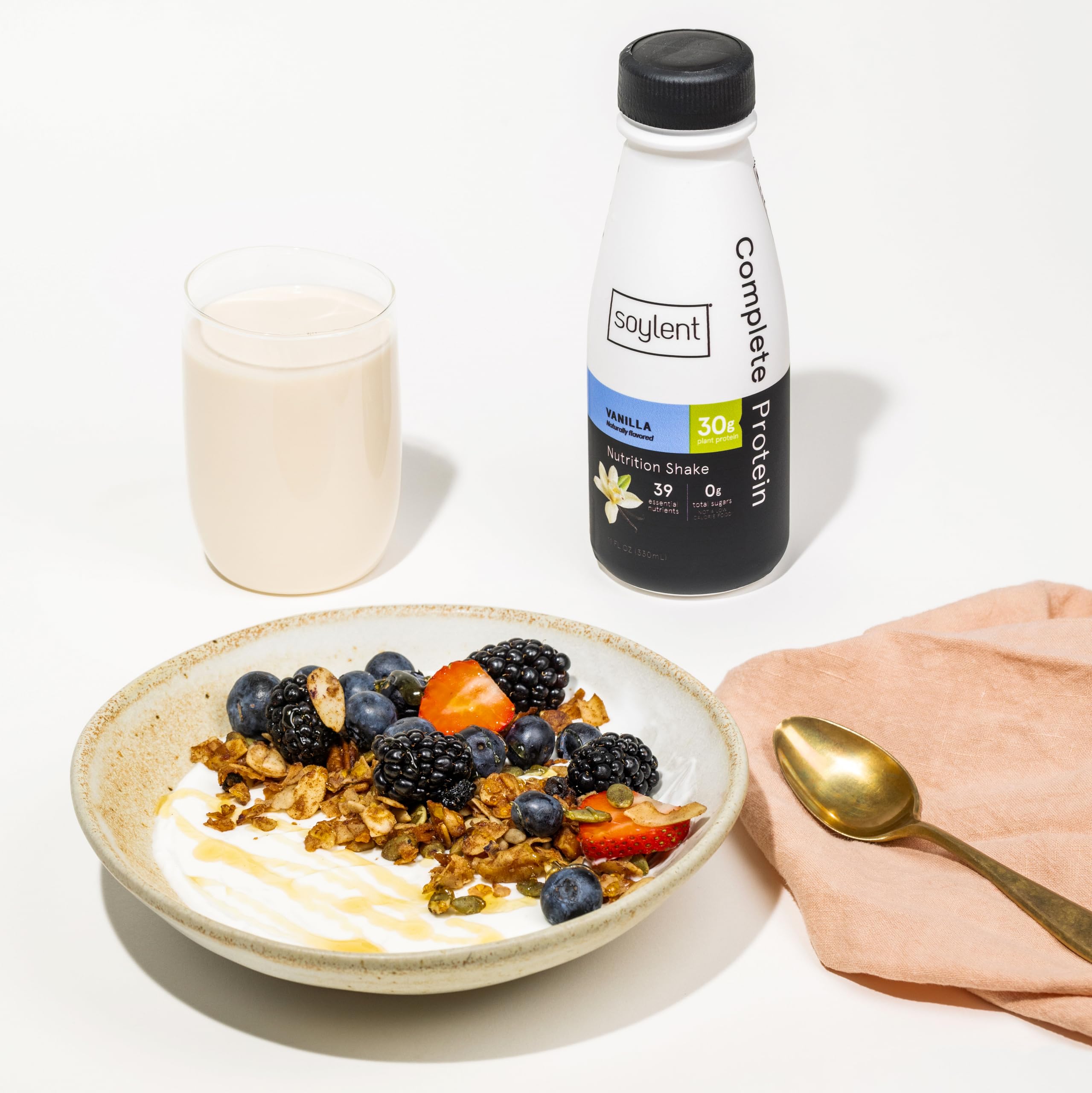 Soylent Complete Protein Shake Vanilla - 30g Plant-Based Vegan Protein, Dairy Free, Zero Sugar, Ready to Drink Meal Replacement (11oz, 12 Pack) - Perfect for Post-Workout Recovery, Busy Mornings & On-the-Go Nutrition