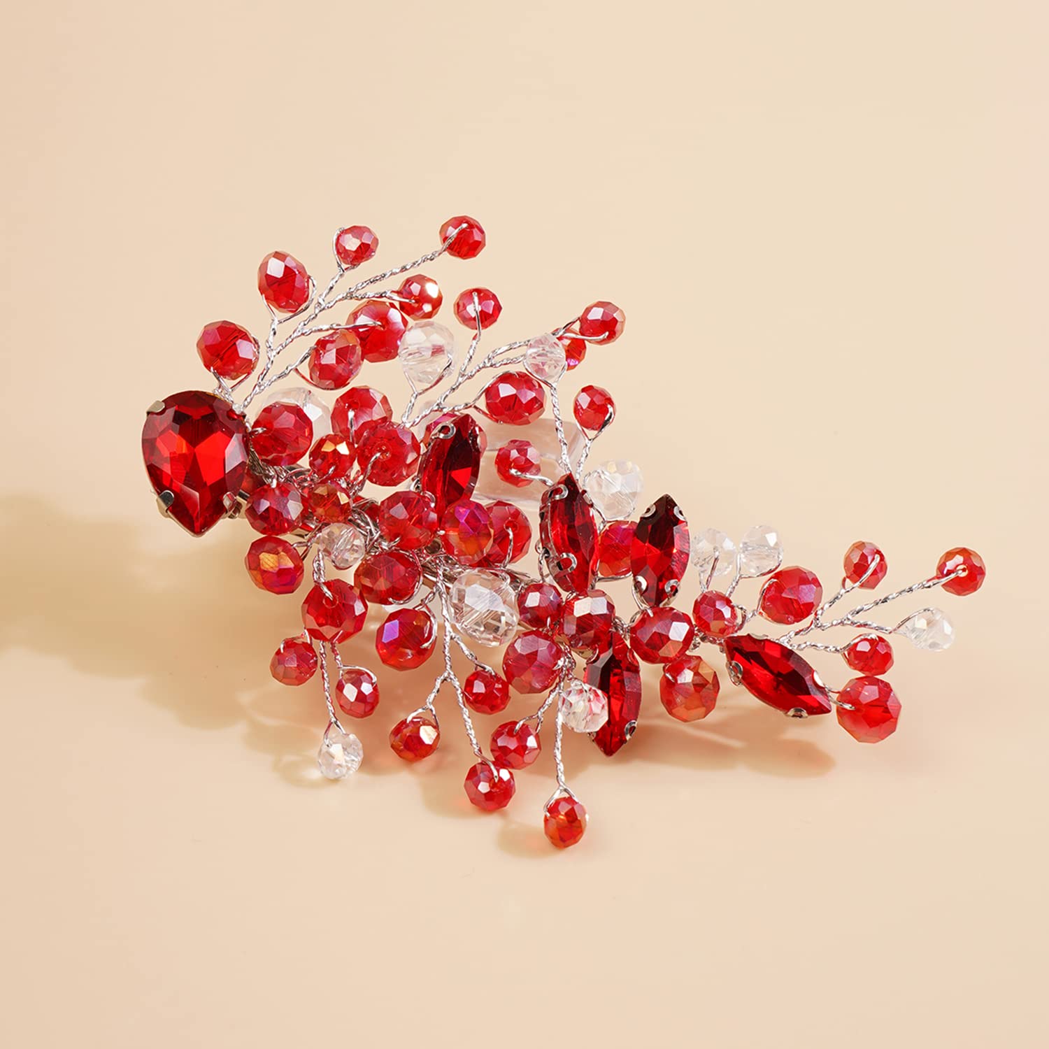 Vintage Ruby Rhinestone Bridal Hair Clips - Red Crystal Wedding Headpiece for Brides & Flower Girls | Perfect for Vintage Weddings, Bridal Showers & Special Occasions