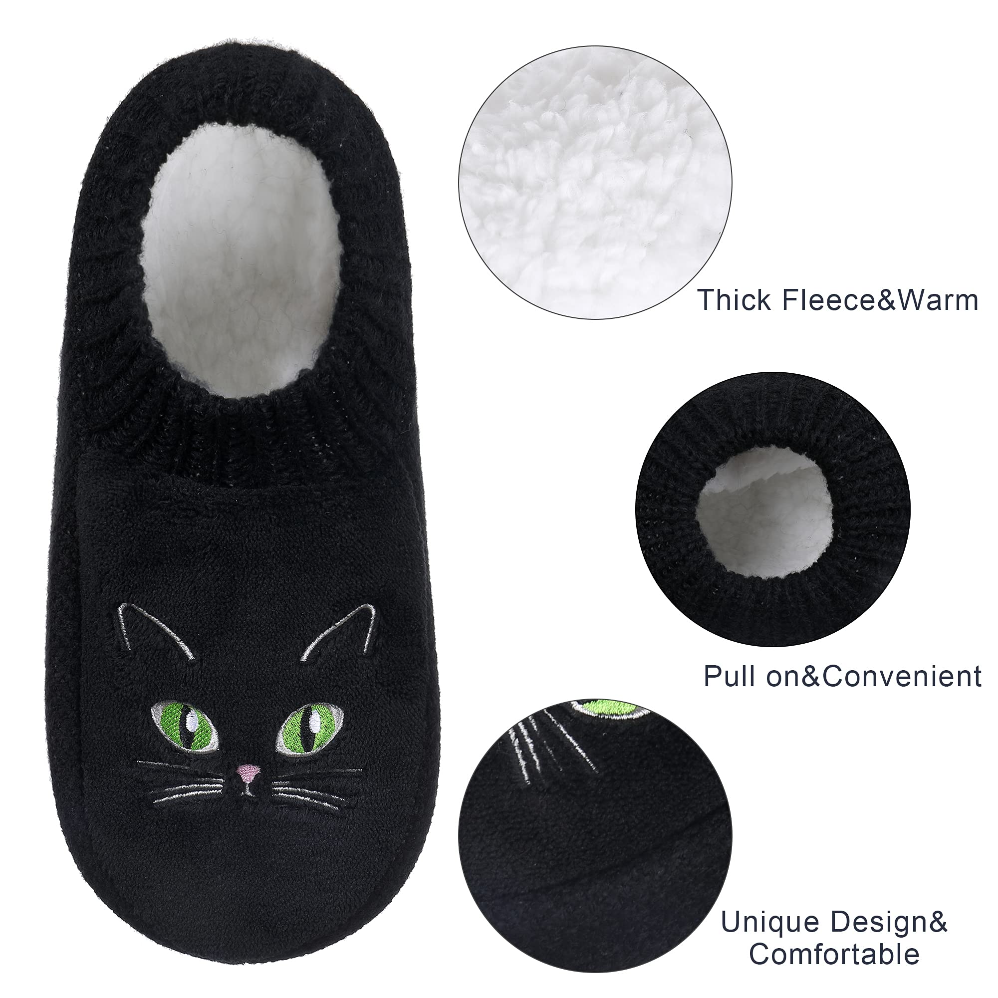 Women's Cozy Fleece-Lined Non-Slip Slipper Socks - Soft Winter Knit Bedroom Socks for Women - Perfect Gift for Cat Lovers - Ideal for Home, Lounge & Cold Weather Comfort