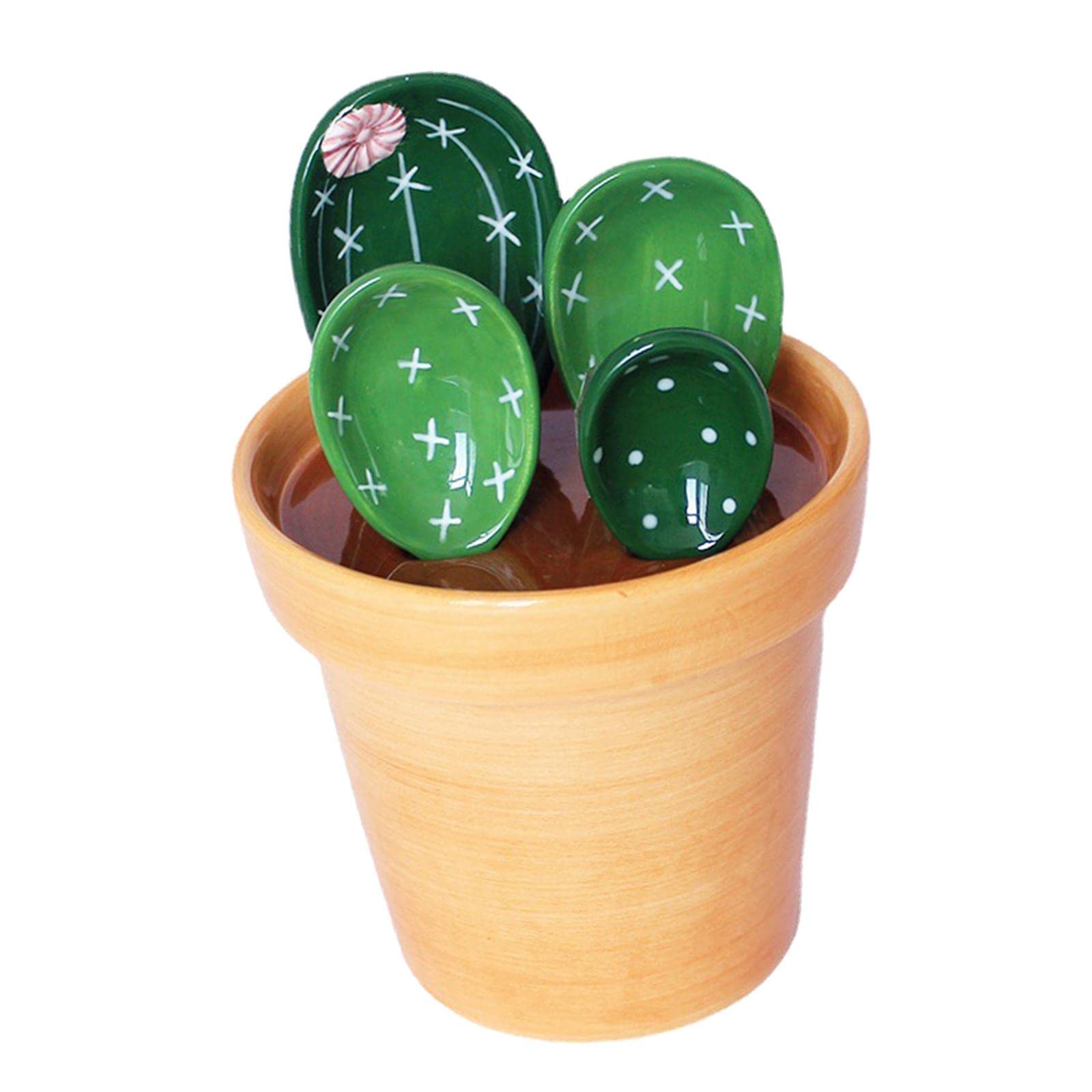 LOSA Creative Cactus Measuring Spoons Set - 5-Piece Stainless Steel Kitchen Measuring Spoons in Flower Pot - Perfect for Baking, Cooking & Coffee Measuring (Ideal Gift for Home Chefs)
