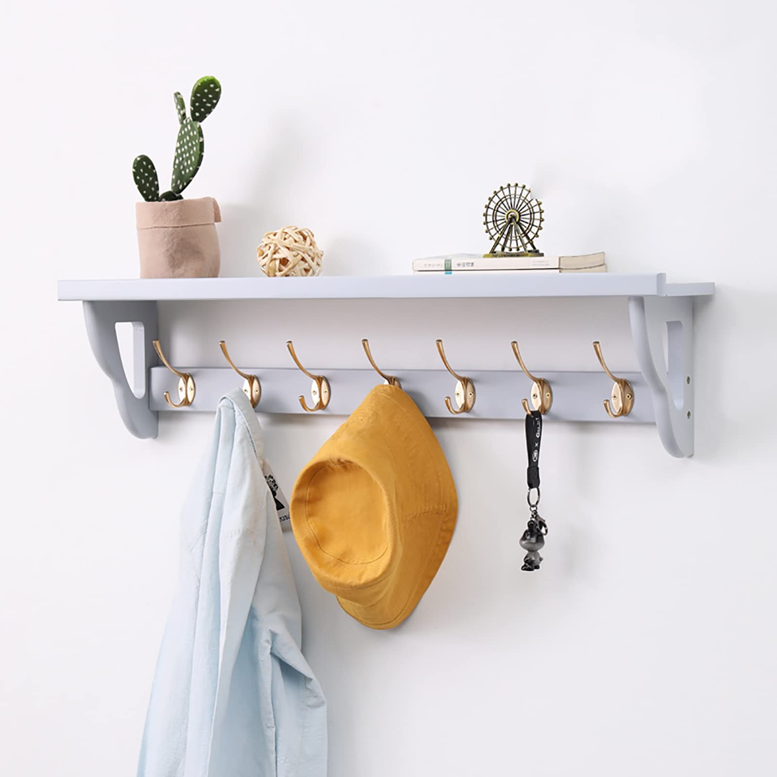Nordic Style Wall-Mounted Coat Rack - Solid Rubber Wood Entryway Hooks with 89cm Length for Bedroom, Hallway & Closet Organization (Multiple Colors Available) - Perfect for Hanging Coats, Hats, Bags & Accessories
