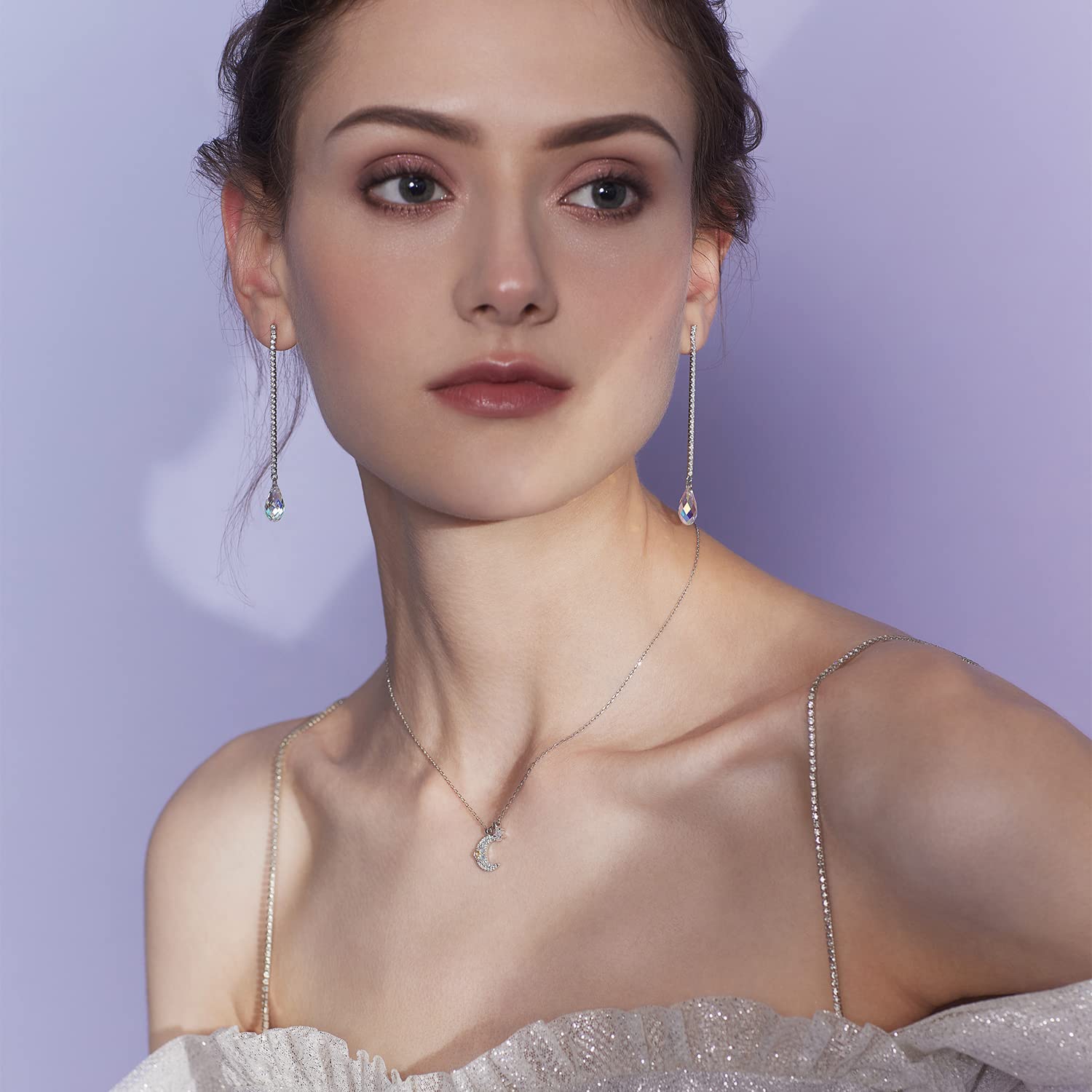 Meissa Teardrop Dangle Earrings for Women - Elegant Silver Statement Jewelry for Prom, Wedding & Bridal Accessories | Perfect for Evening Parties, Date Nights & Special Occasions