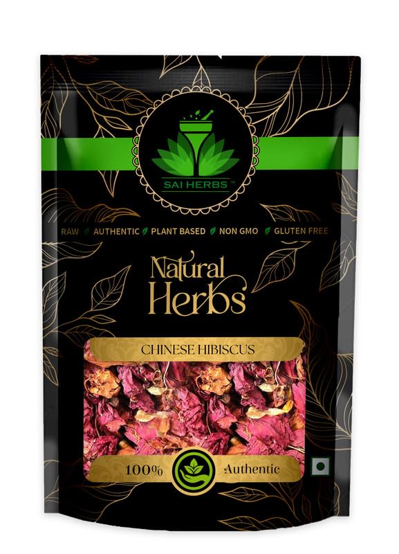 Pure & Natural SAI HERBS Chinese Hibiscus Flower (Hibiscus Rosa Sinensis) - 250g | China Rose, Rose Mallow, Shoeblackplant | Perfect for Herbal Tea, Skincare & DIY Beauty Recipes