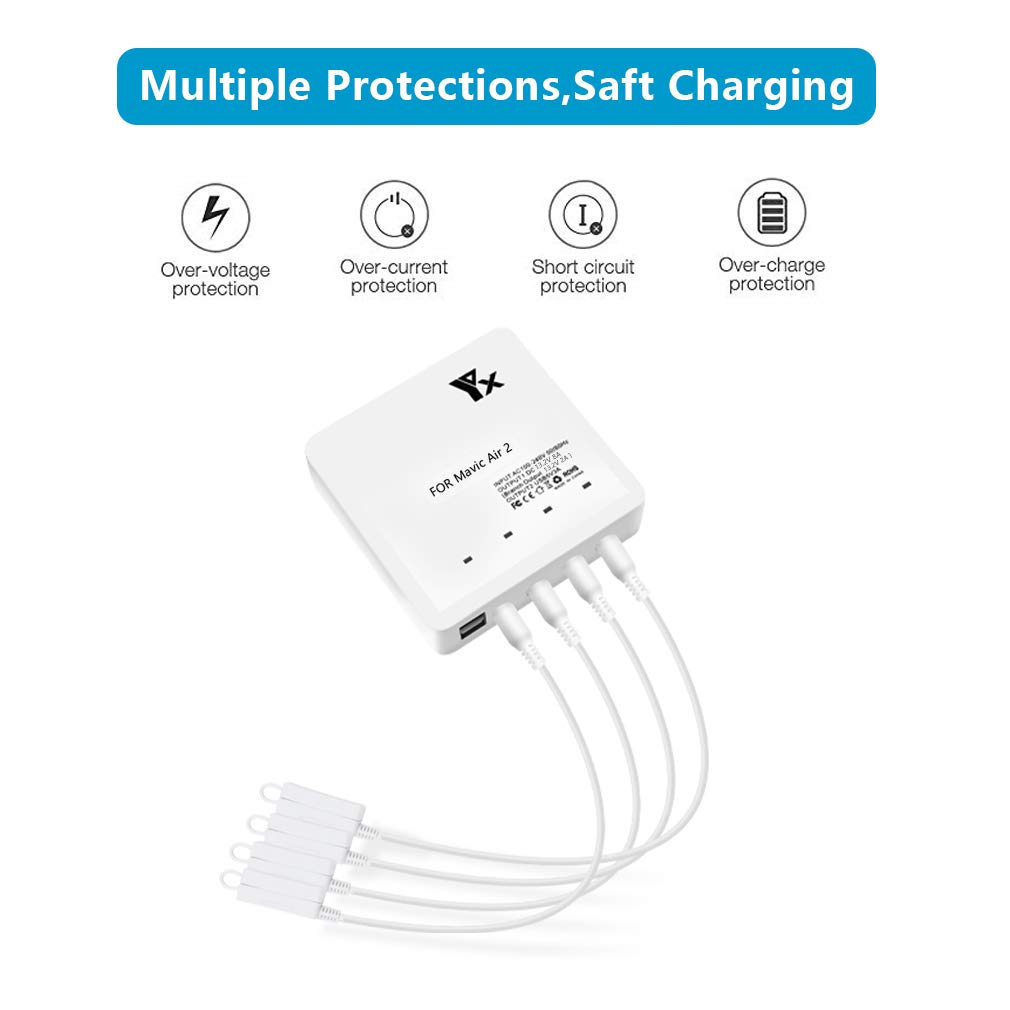 DJI Mavic Air 2 & Air 2S Smart Battery Charger - 3-in-1 Fast Charging Hub for Drone Batteries & Remote Controller - Perfect for Travel, Aerial Photography & Outdoor Adventures