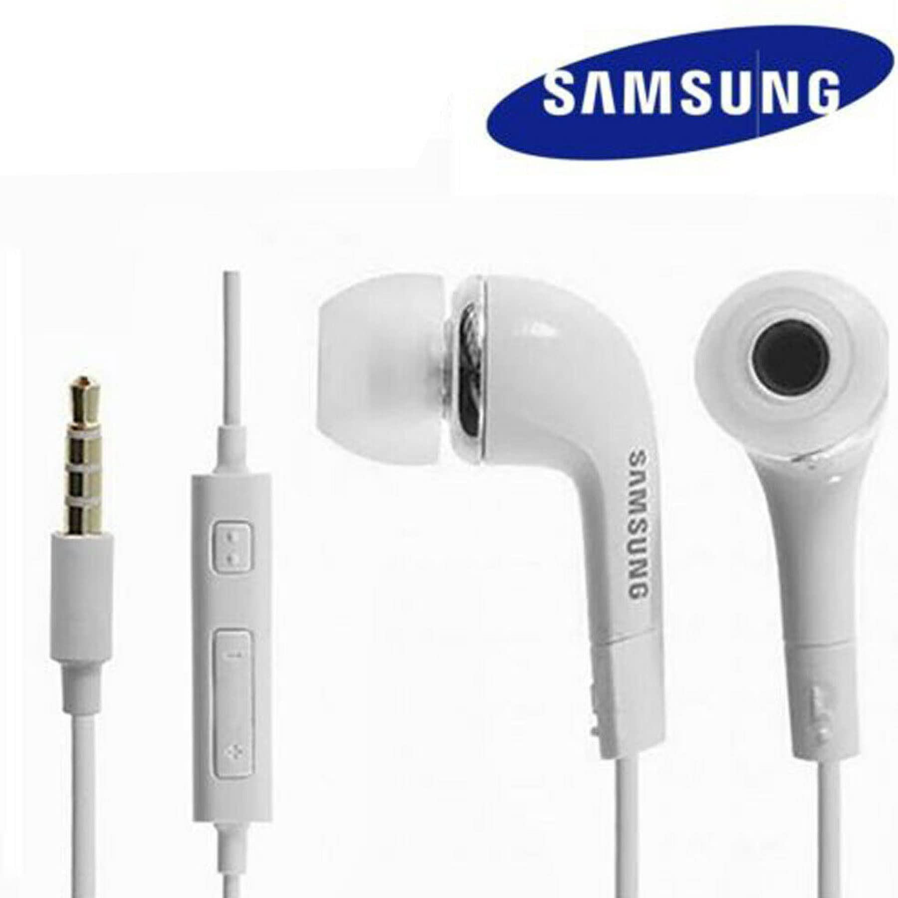 Original Samsung EHS64AVFWE White In-Ear Headphones with Mic - 3.5mm Stereo Headset, Tangle-Free Cable for Samsung Galaxy Devices (Perfect for Gym, Commuting & Hands-Free Calls) [White]